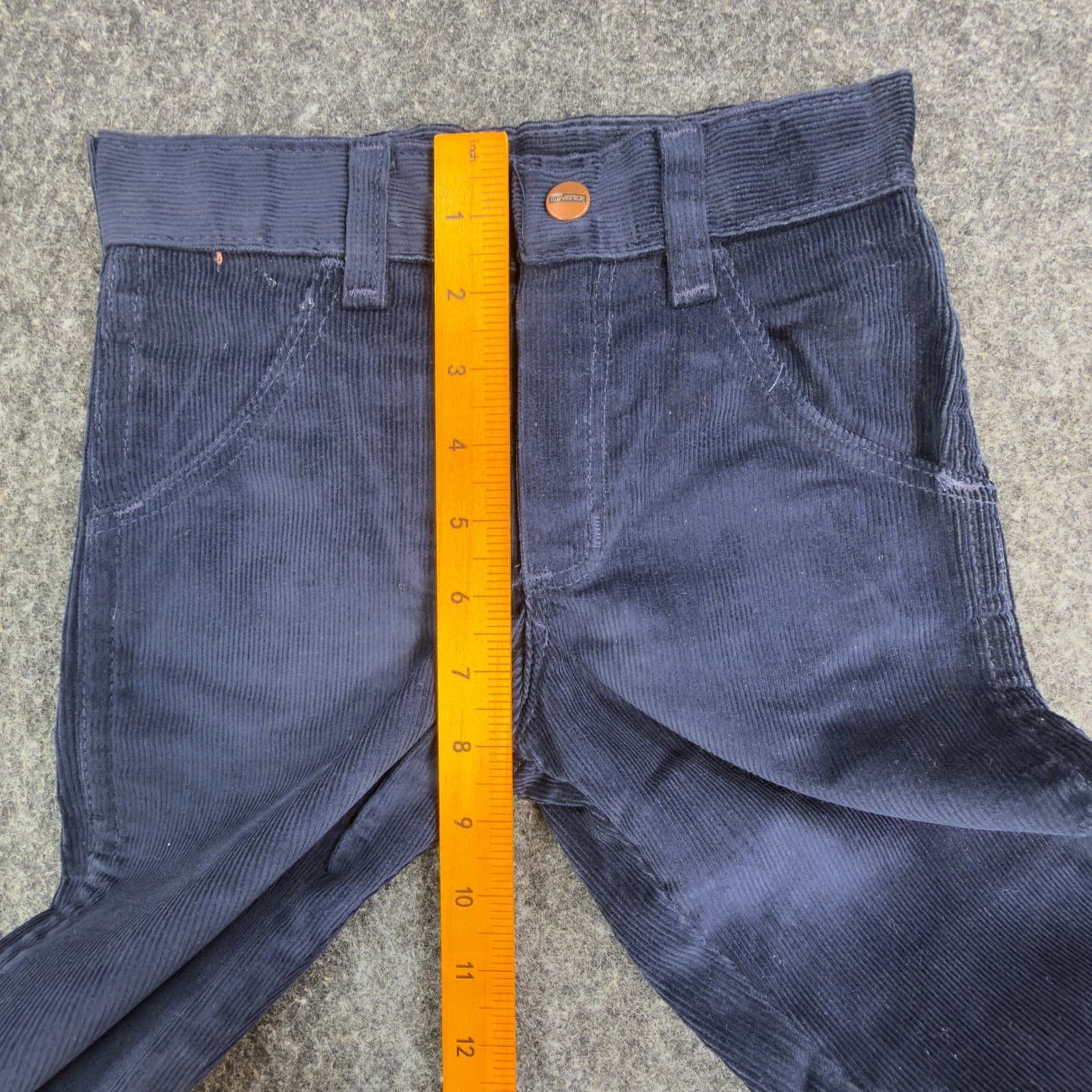 Young Maverick Corduroy Boot Jeans Boys 6 Navy Cotton Blend Vintage 80s USA NOS - Thumbnail 5