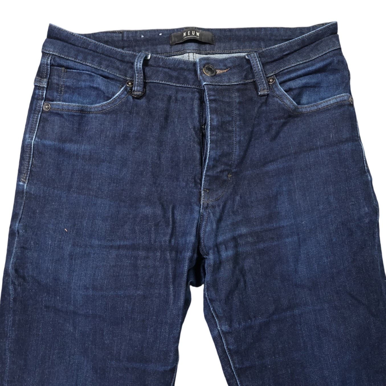 Neuw Lou Slim Mens 32x32 Dark Blue Excellent Slim Fit Button Fly Jeans - Thumbnail 3