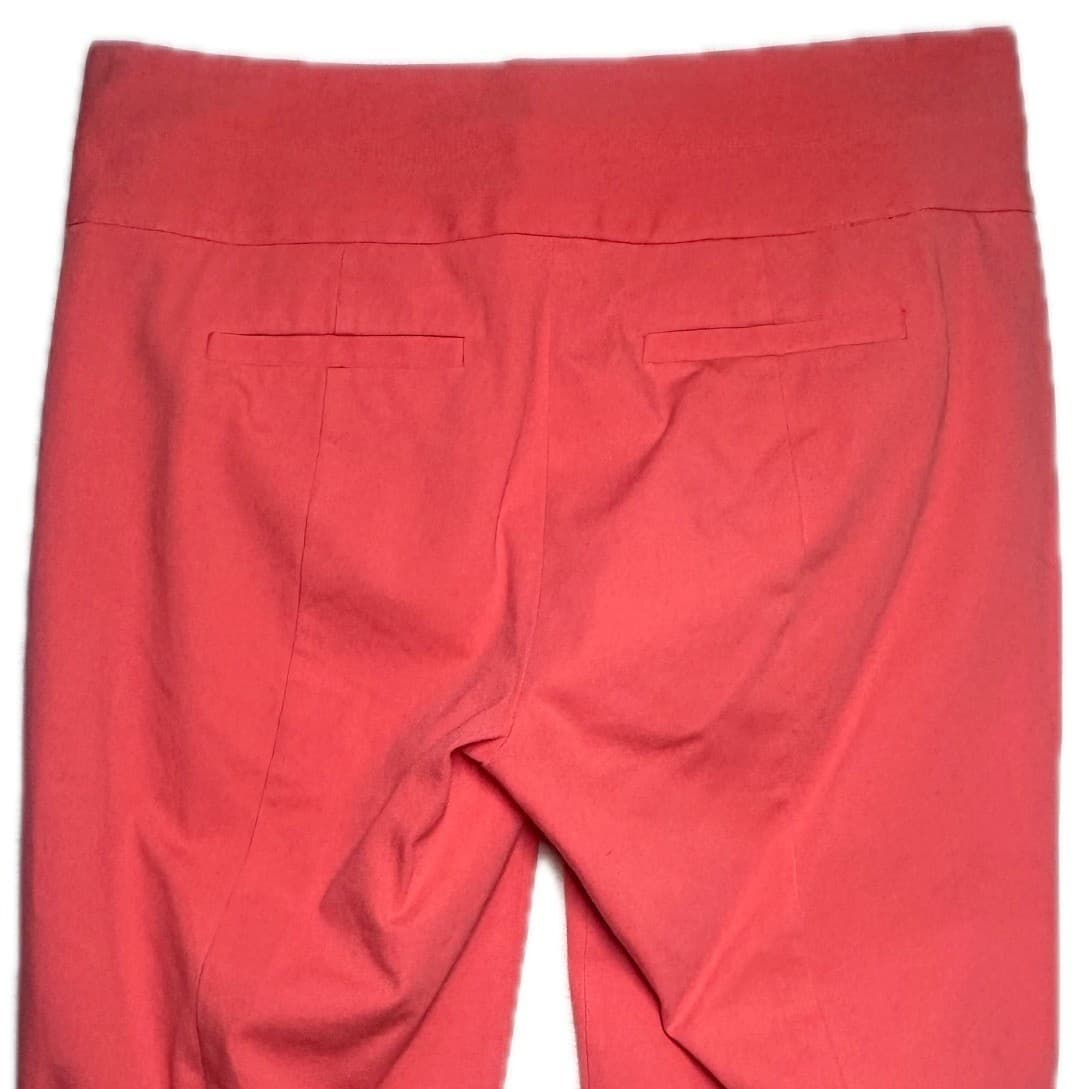 ELLE Women Coral Cropped Pants Size 6 Flat Front Stretch Slim Fit - Thumbnail 4
