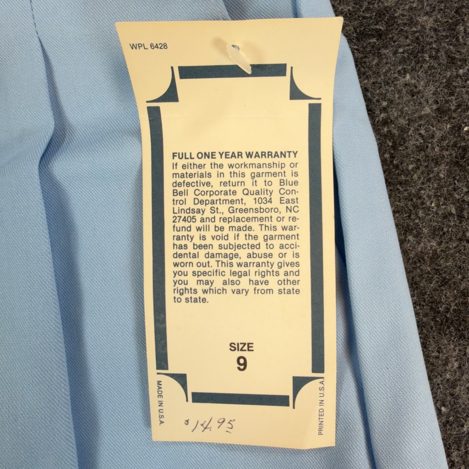 Maverick Shorts Juniors 9 Powder Blue Vintage Pleated Cuffed USA Deadstock NOS - Thumbnail 12