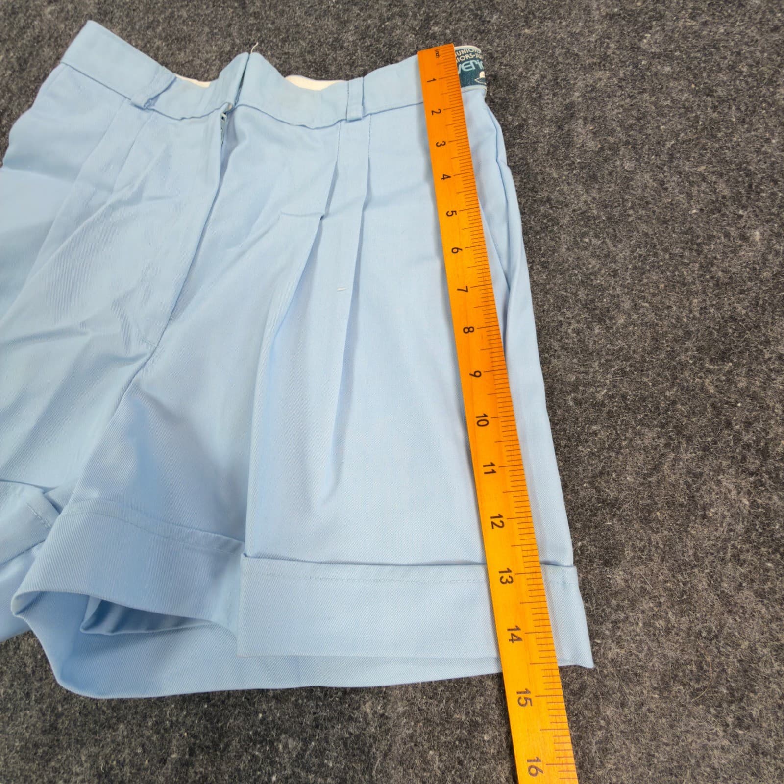 Maverick Shorts Juniors 9 Powder Blue Vintage Pleated Cuffed USA Deadstock NOS - Thumbnail 3