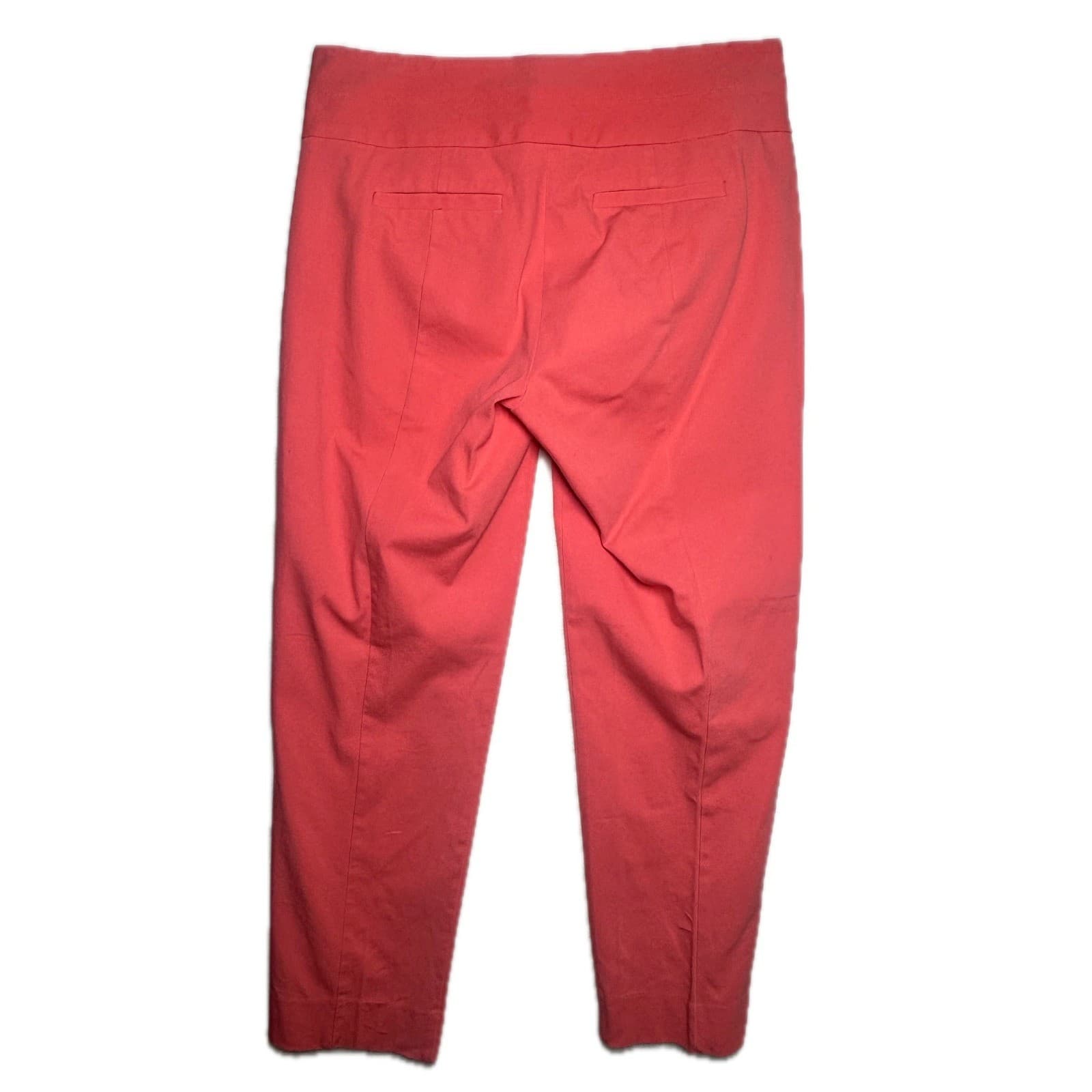 ELLE Women Coral Cropped Pants Size 6 Flat Front Stretch Slim Fit - Thumbnail 2