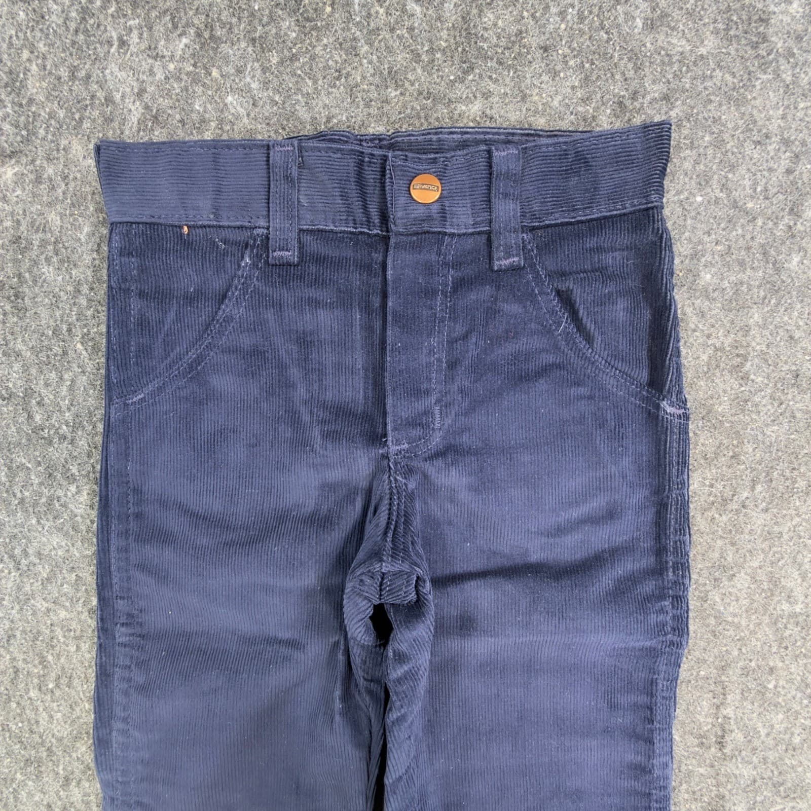 Young Maverick Corduroy Boot Jeans Boys 6 Navy Cotton Blend Vintage 80s USA NOS - Thumbnail 10
