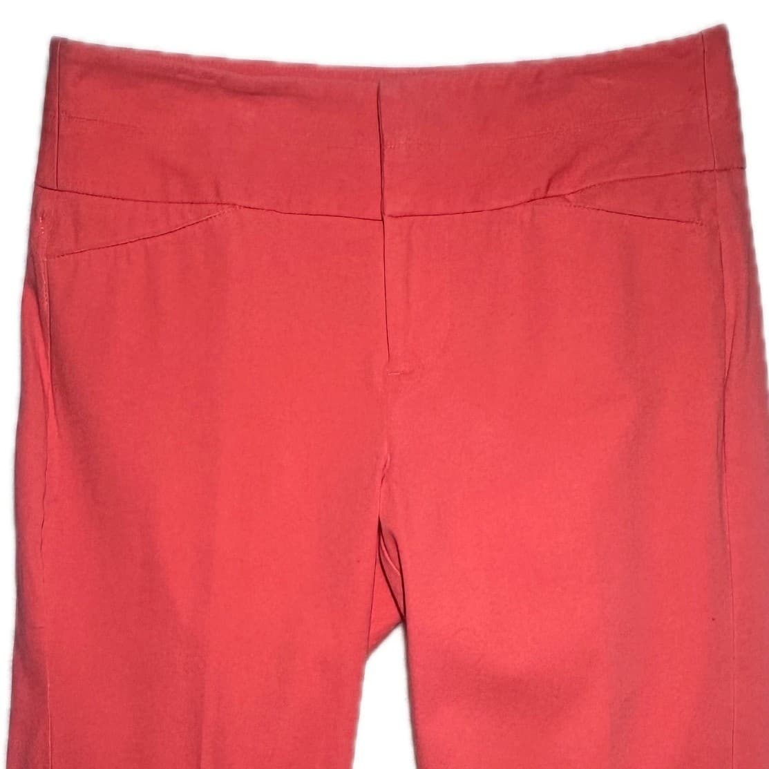 ELLE Women Coral Cropped Pants Size 6 Flat Front Stretch Slim Fit - Thumbnail 3