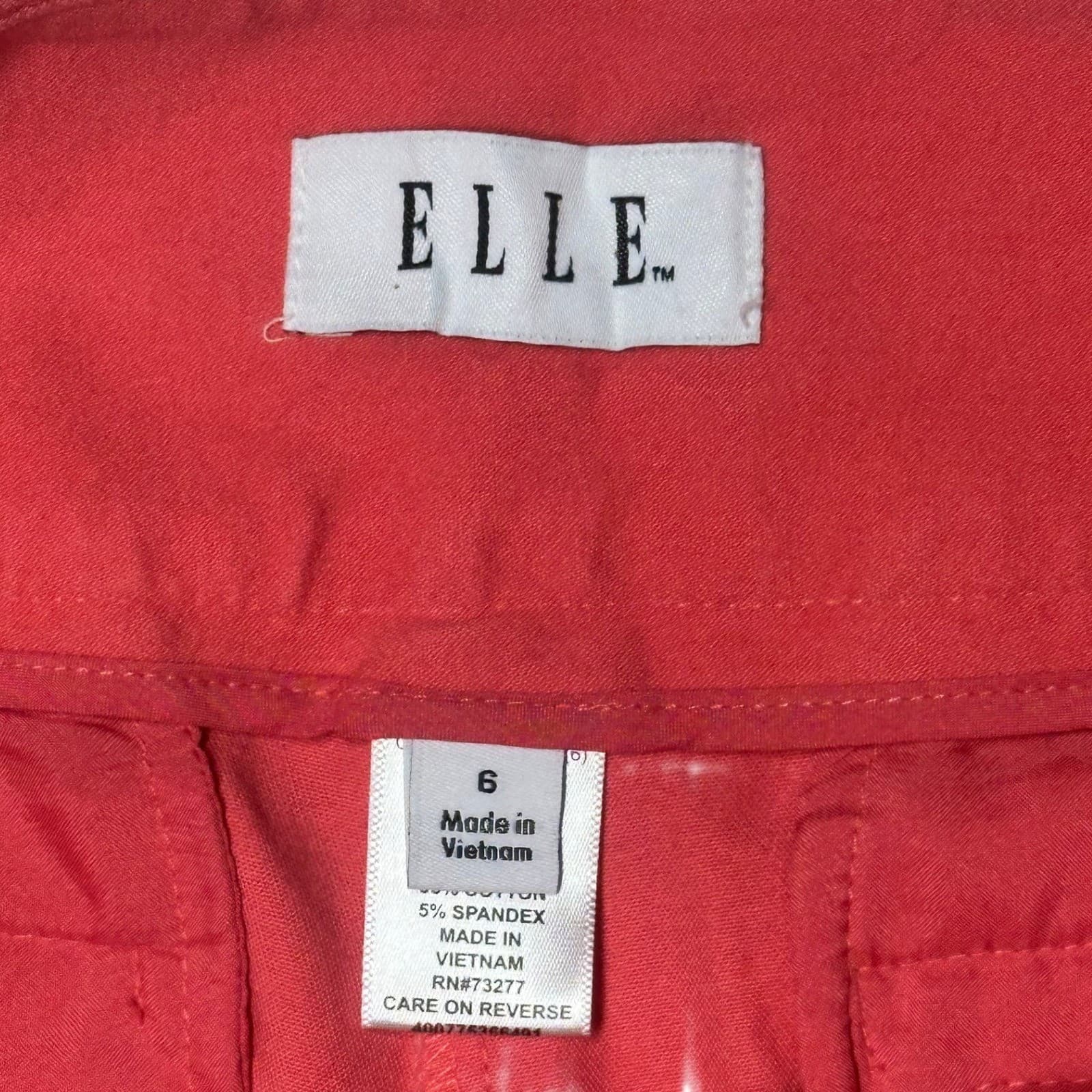 ELLE Women Coral Cropped Pants Size 6 Flat Front Stretch Slim Fit - Thumbnail 5