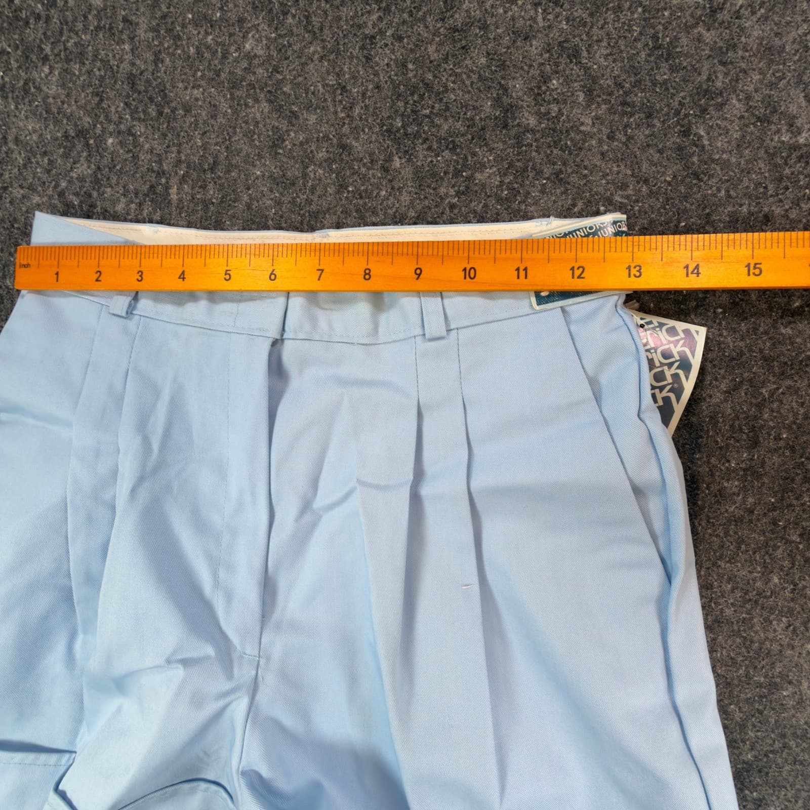 Maverick Shorts Juniors 9 Powder Blue Vintage Pleated Cuffed USA Deadstock NOS - Thumbnail 6
