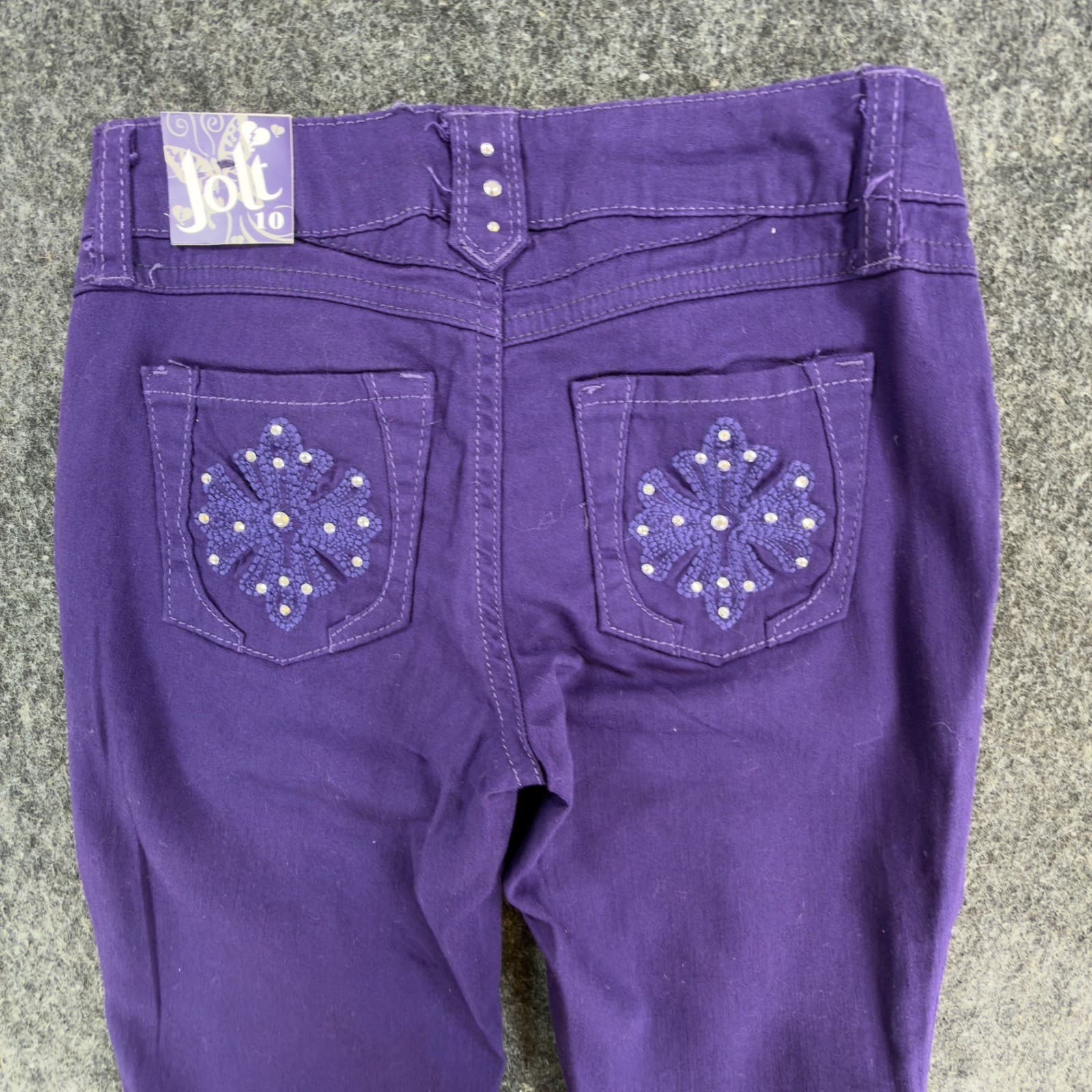 Jolt Skinny Jeans Girls Size 10 Purple Cotton Blend Embellished Y2K 2010s NWT - Thumbnail 10