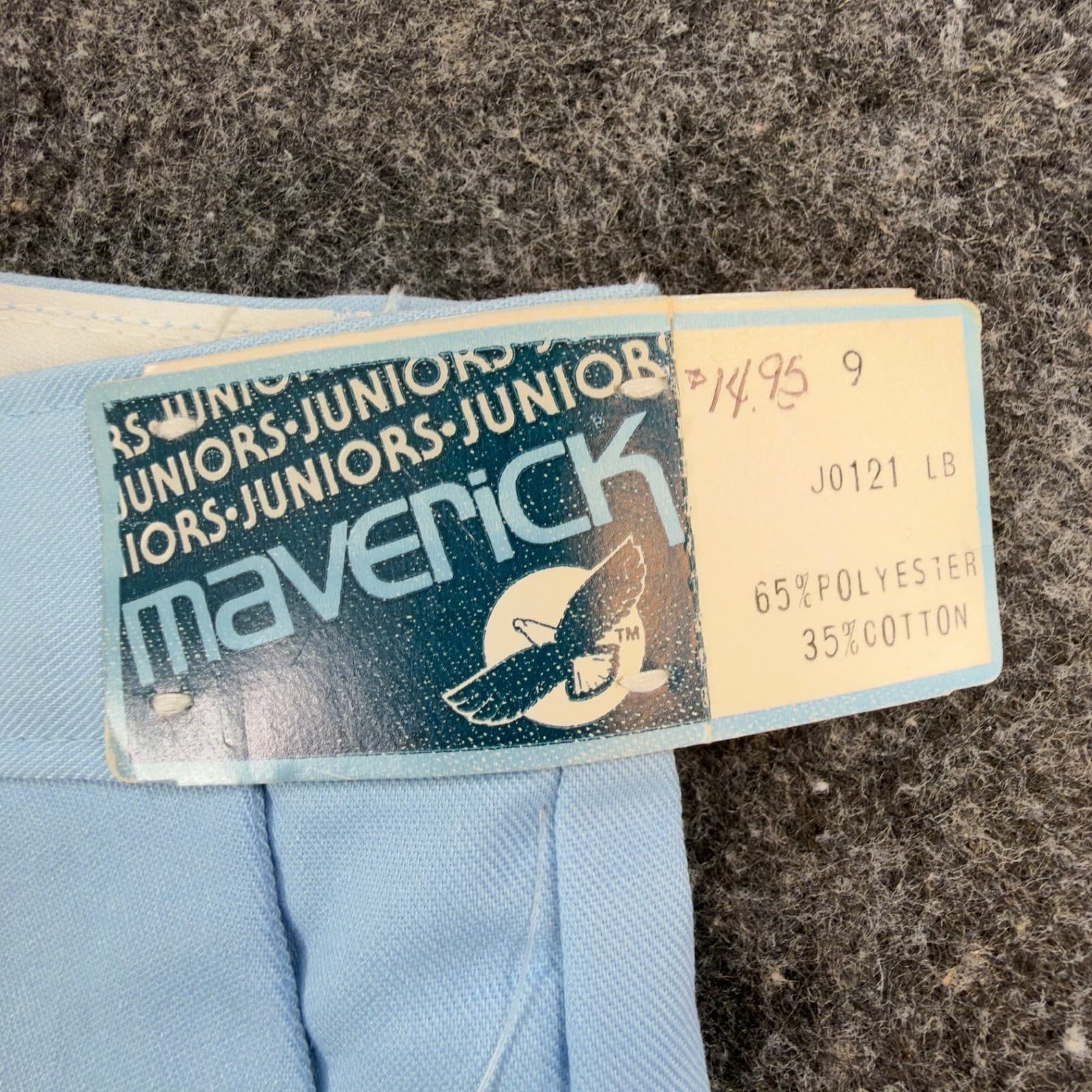 Maverick Shorts Juniors 9 Powder Blue Vintage Pleated Cuffed USA Deadstock NOS - Thumbnail 8