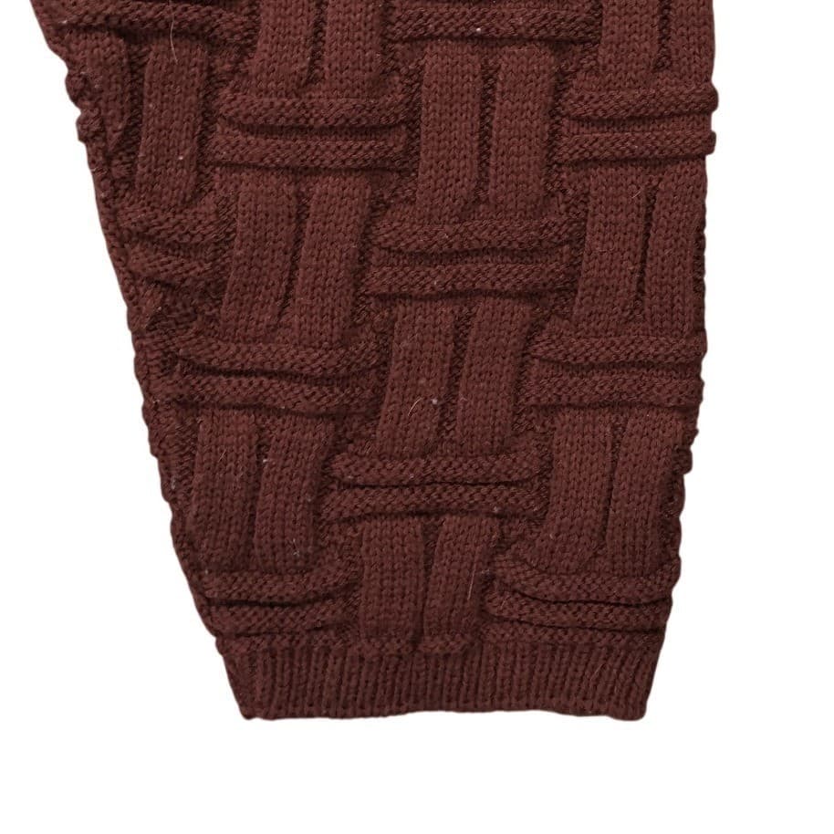 Basic Editions Sweater Mens Large Brown Excellent Vintage Basketweave Mock Neck - Thumbnail 5