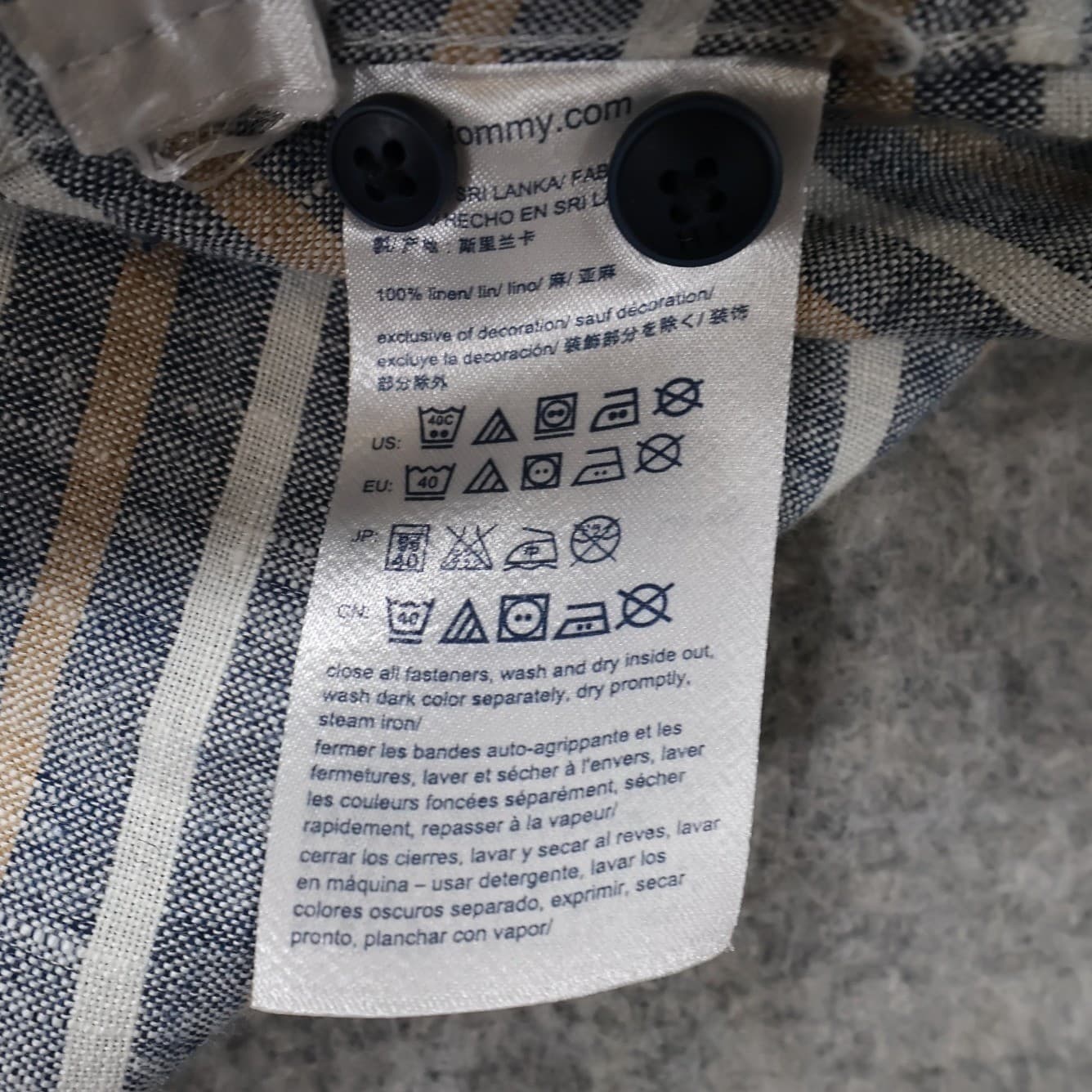 Tommy Hilfiger Button Down Shirt Mens XXL Blue Excellent Vintage Striped Linen - Thumbnail 7