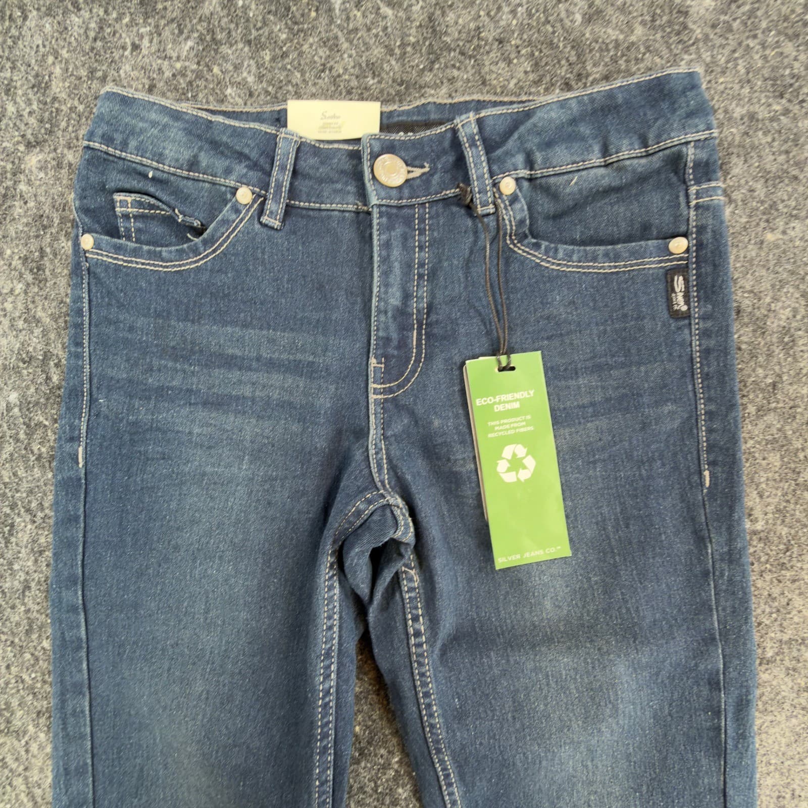 Silver Jeans Co Suki Skinny Jeans Girls 8 Dark Wash Blue Recycled Denim New - Thumbnail 12