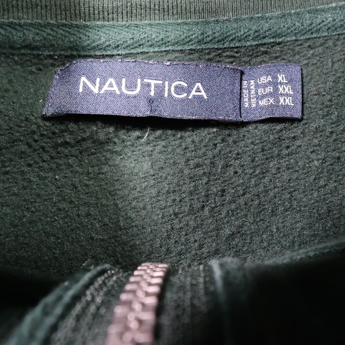 Nautica Quarter Zip Pullover Mens XL Green Excellent Fleece Long Sleeve Solid - Thumbnail 5