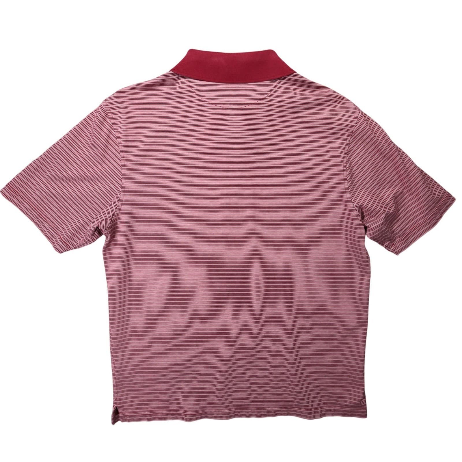 Jos. A. Bank Polo Shirt Mens L Red Excellent Striped Short Sleeve - Thumbnail 2