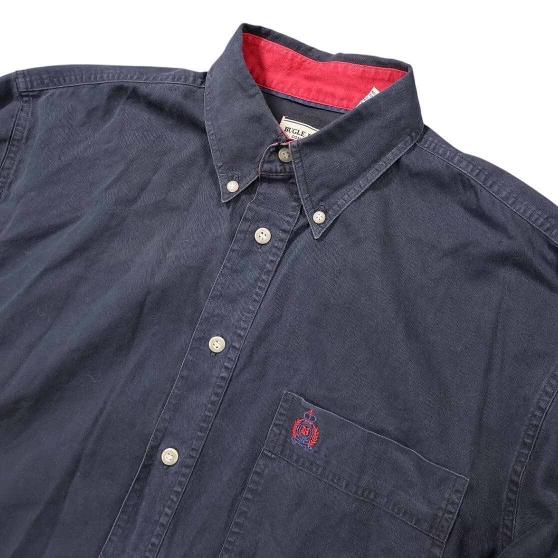 Bugle Boy Button Down Shirt Mens XL Navy Blue Excellent Vintage Long Sleeve - Thumbnail 3