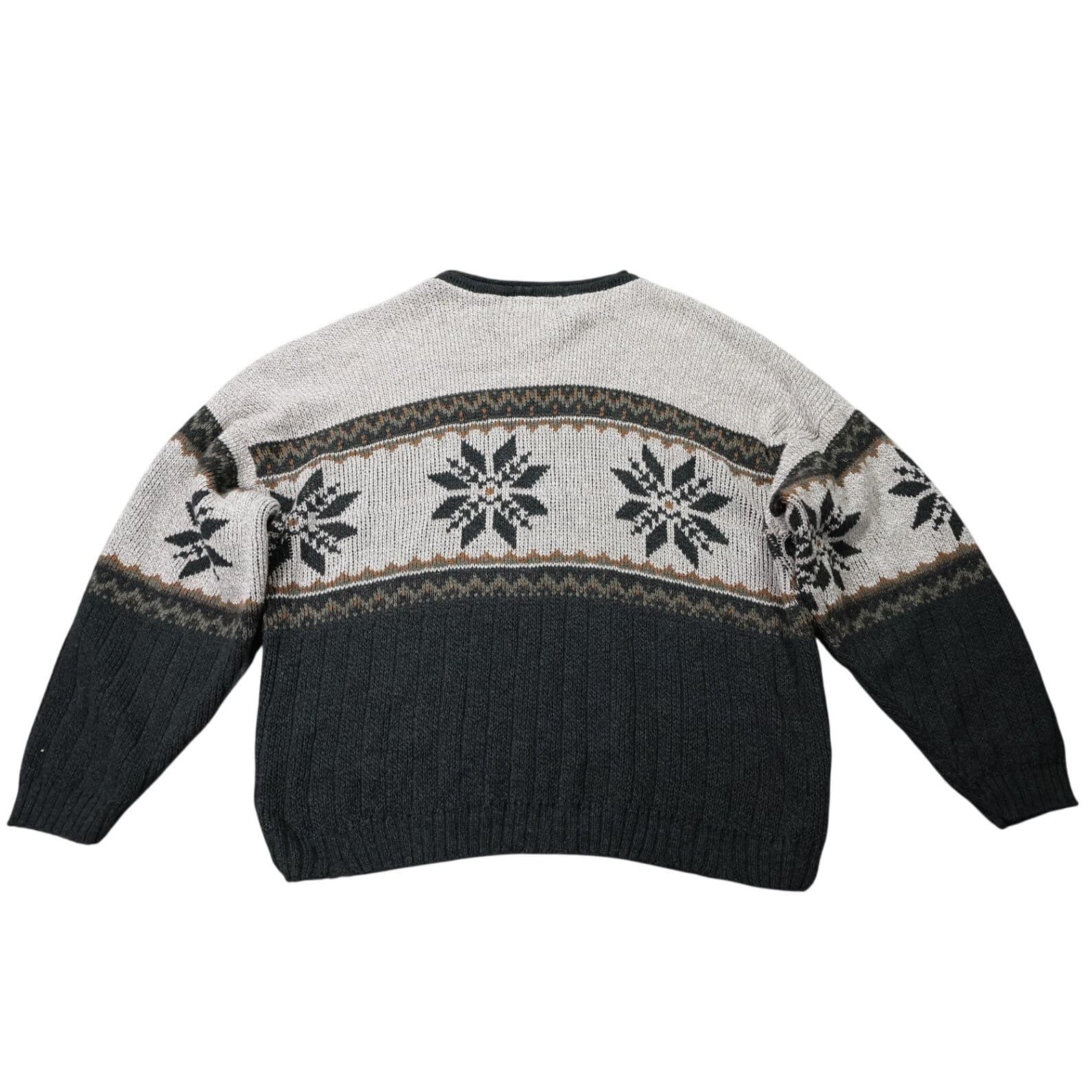 GreatLand Crewneck Sweater Mens 2XL Gray Excellent Vintage Snowflake Pattern - Thumbnail 4