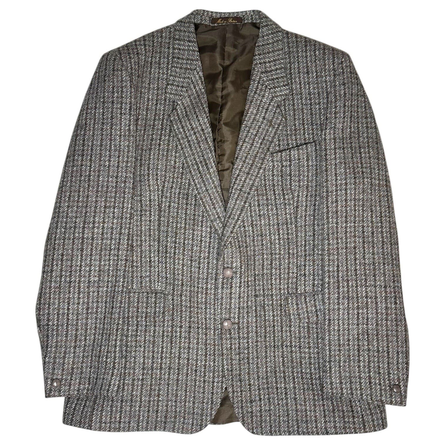 Dunn & Co Harris Tweed Blazer Mens 46R Brown Grey Wool Made in Britain - Thumbnail 2