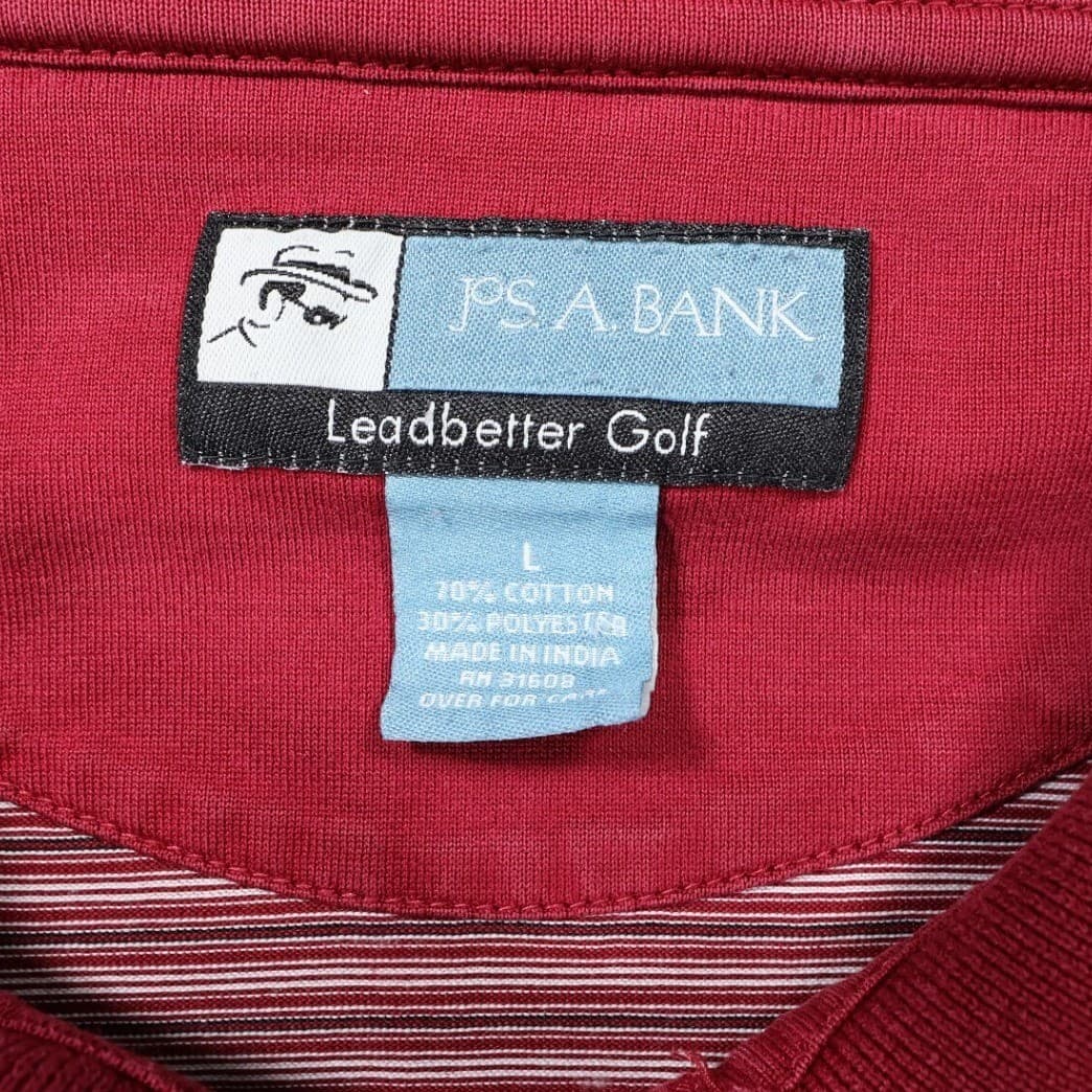 Jos. A. Bank Polo Shirt Mens L Red Excellent Striped Short Sleeve - Thumbnail 5