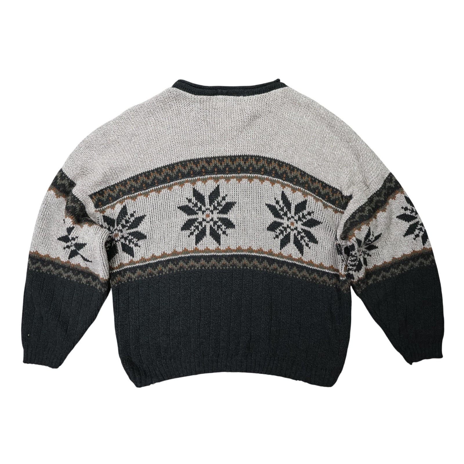 GreatLand Crewneck Sweater Mens 2XL Gray Excellent Vintage Snowflake Pattern - Thumbnail 2