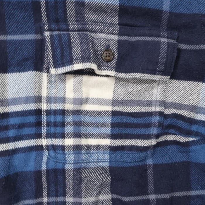 Chaps Denim Full Zip Flannel Shirt Womens 2XL Blue Plaid Excellent Cotton Jacket - Thumbnail 4