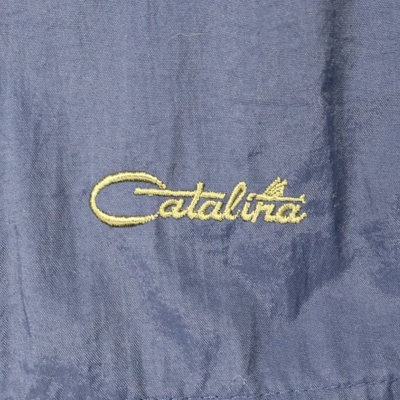 Catalina Anorak Windbreaker Mens XL Navy Blue Excellent Vintage Hooded 1/4 Zip - Thumbnail 5
