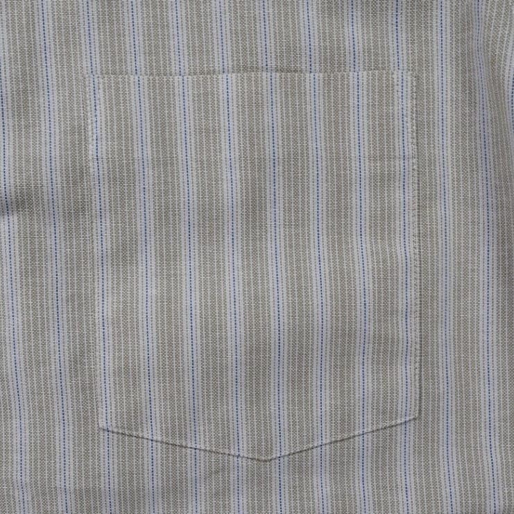 Claybrooke Button Front Shirt Mens Medium Tan Excellent Short Sleeve Striped - Thumbnail 5