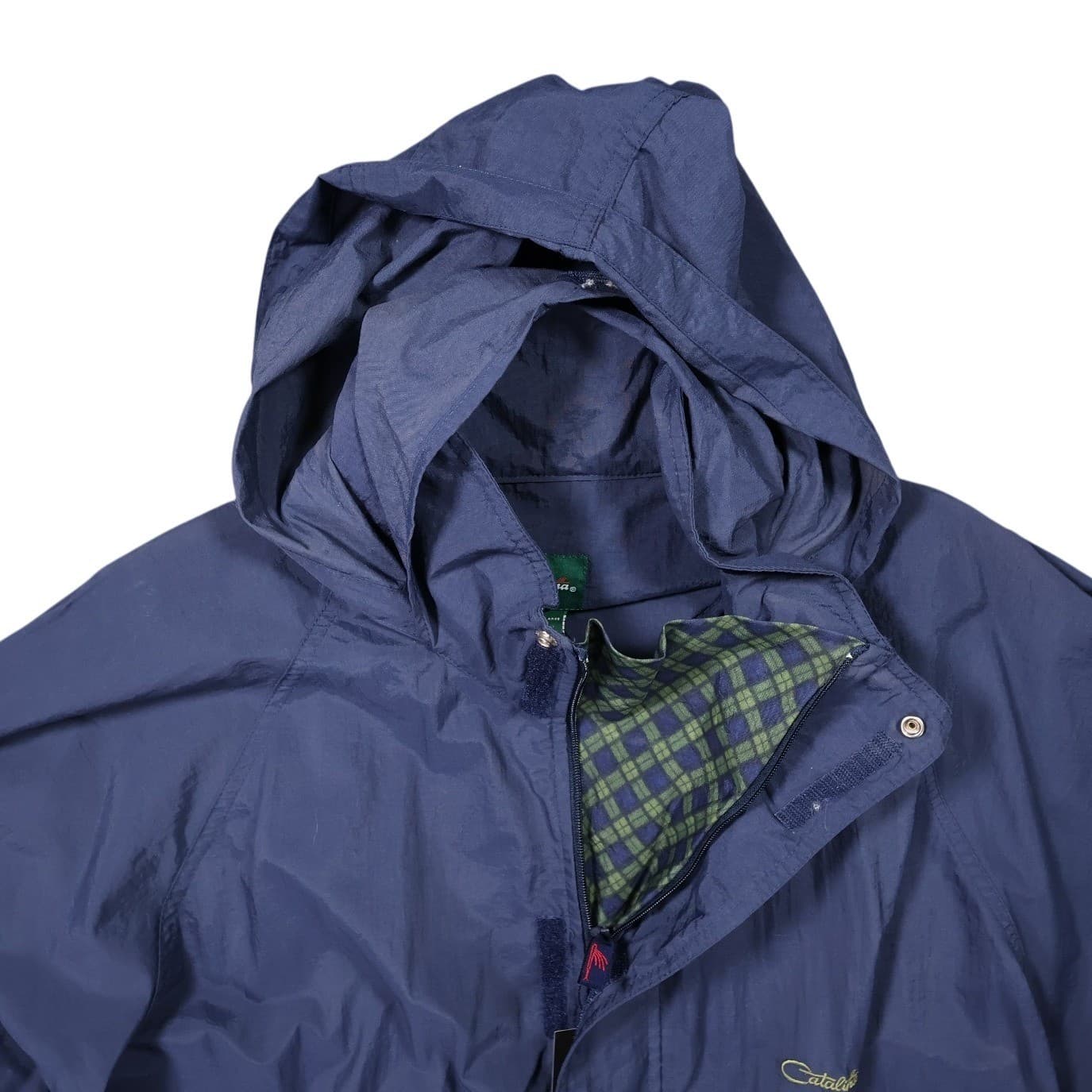 Catalina Anorak Windbreaker Mens XL Navy Blue Excellent Vintage Hooded 1/4 Zip - Thumbnail 4