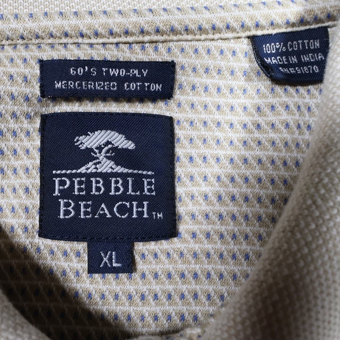 Pebble Beach Polo Shirt Mens XL Tan Excellent Mercerized Cotton Short Sleeve - Thumbnail 5