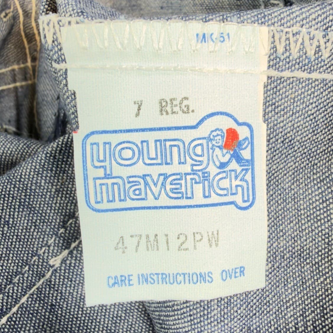 Young Maverick Jeans Girls 7 Regular Blue Cotton Straight Floral Vintage 80s NOS - Thumbnail 8