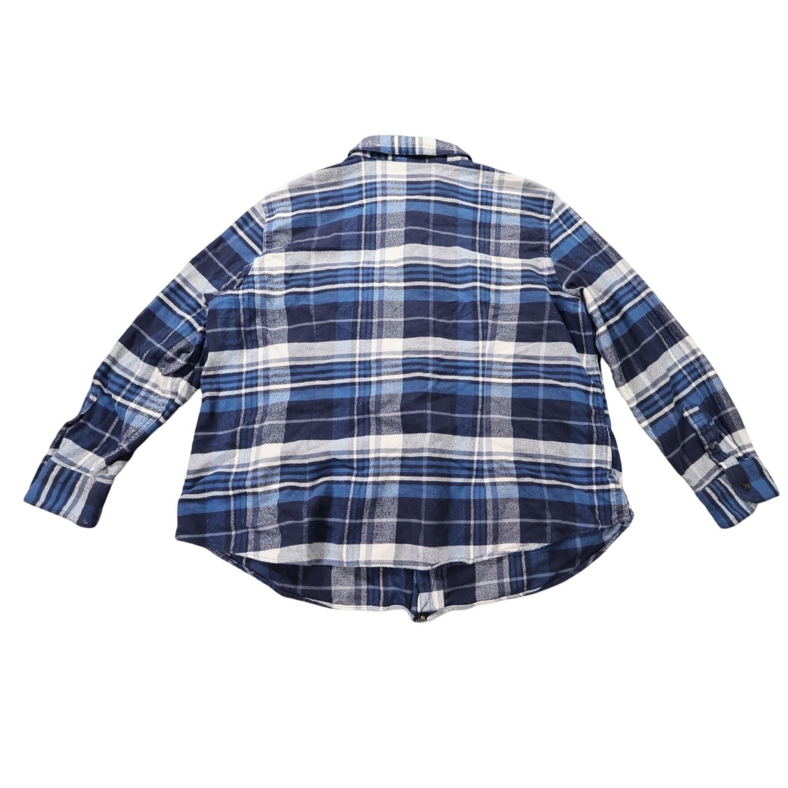 Chaps Denim Full Zip Flannel Shirt Womens 2XL Blue Plaid Excellent Cotton Jacket - Thumbnail 5