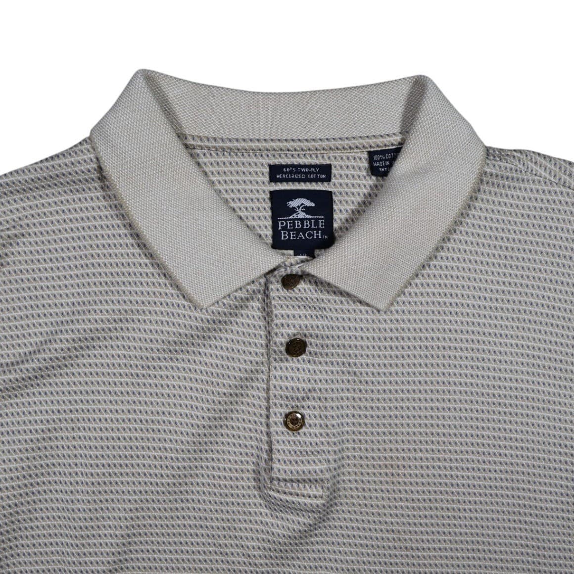 Pebble Beach Polo Shirt Mens XL Tan Excellent Mercerized Cotton Short Sleeve - Thumbnail 3