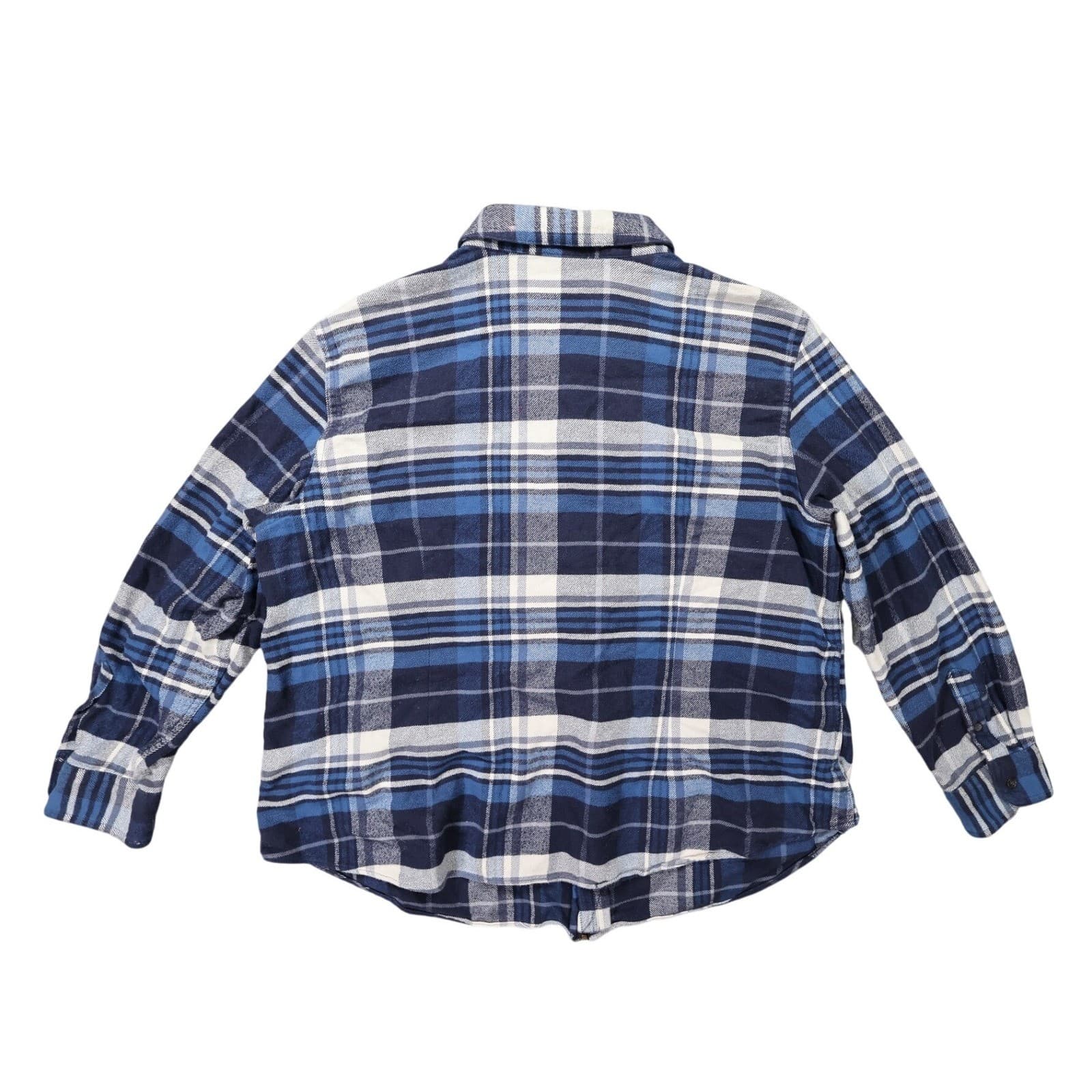 Chaps Denim Full Zip Flannel Shirt Womens 2XL Blue Plaid Excellent Cotton Jacket - Thumbnail 2