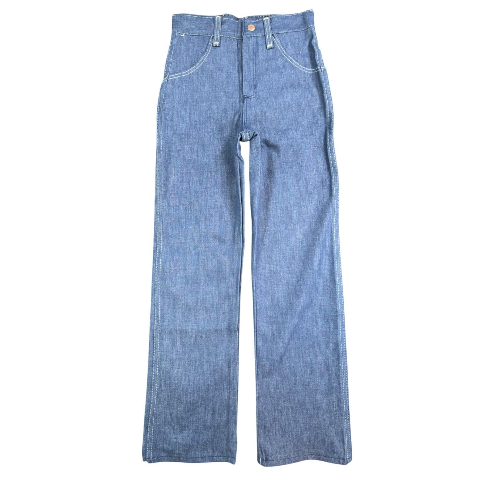 Young Maverick Jeans Girls 7 Regular Blue Cotton Straight Floral Vintage 80s NOS - Thumbnail 2