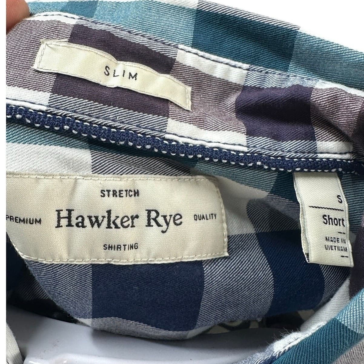 Hawker Rye Men Slim Fit Stretch Plaid Long Sleeve Button Down Shirt Size Small - Thumbnail 7