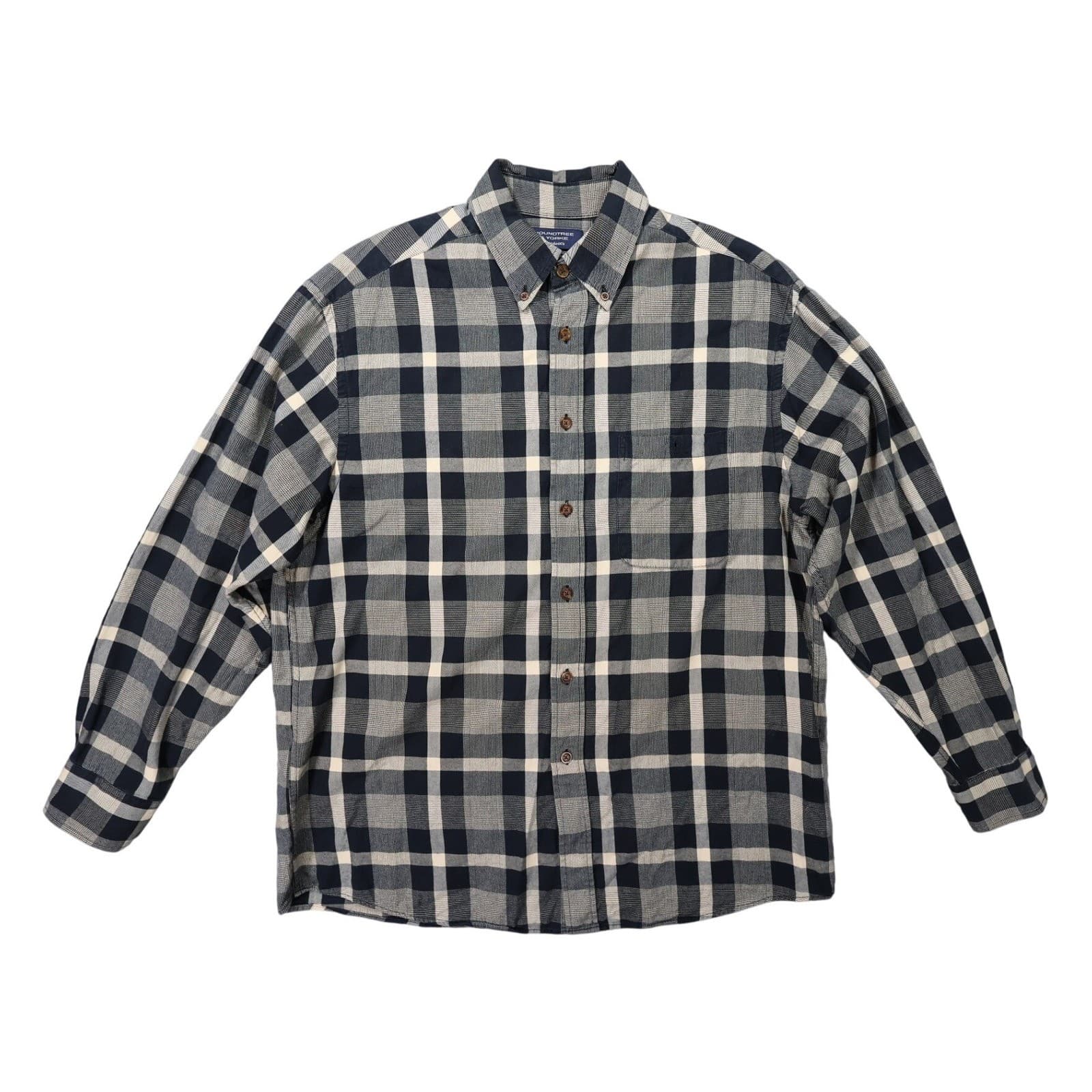 Roundtree & Yorke Outdoors Shirt Mens L Blue Excellent Portuguese Flannel Plaid - Thumbnail 2