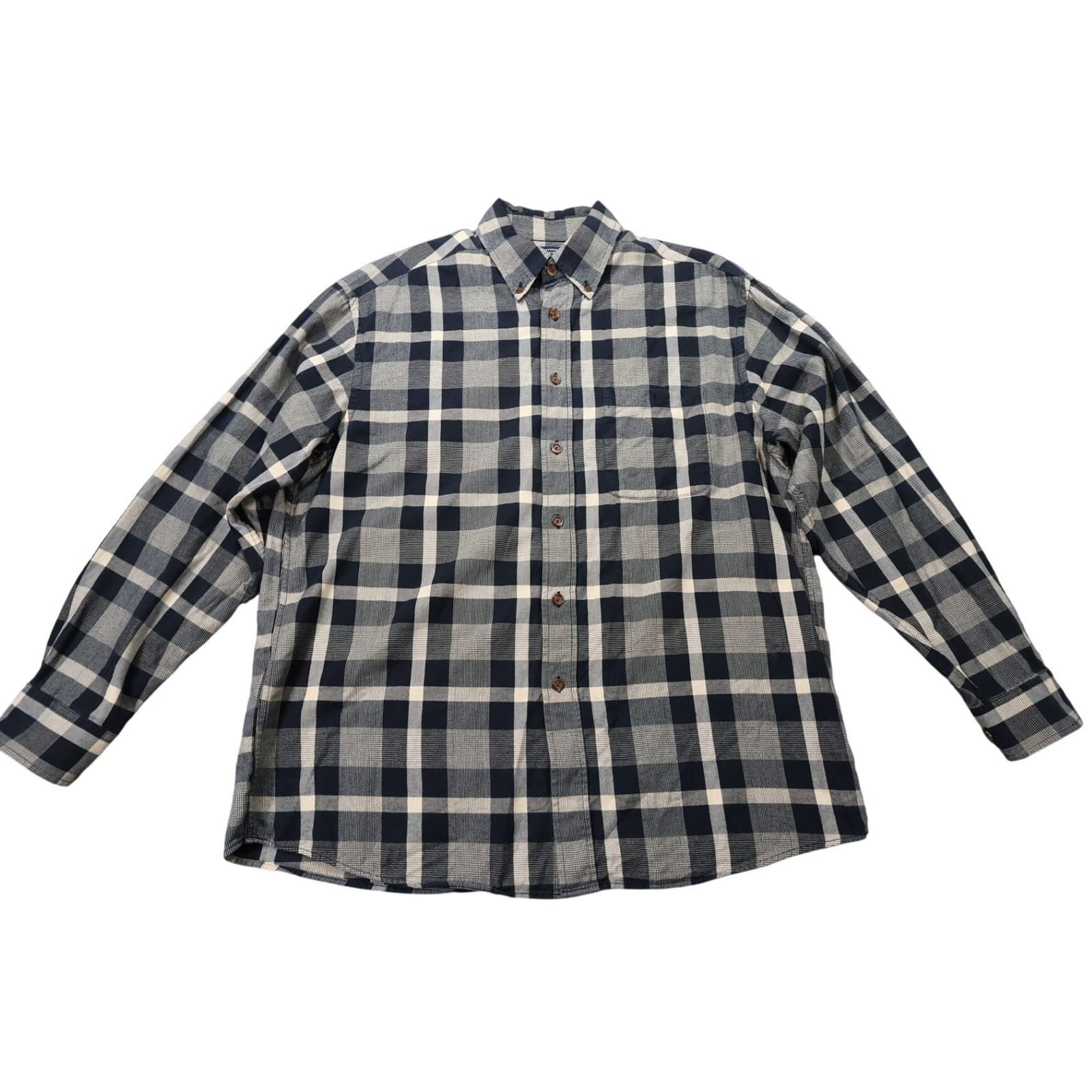 Roundtree & Yorke Outdoors Shirt Mens L Blue Excellent Portuguese Flannel Plaid - Thumbnail 4