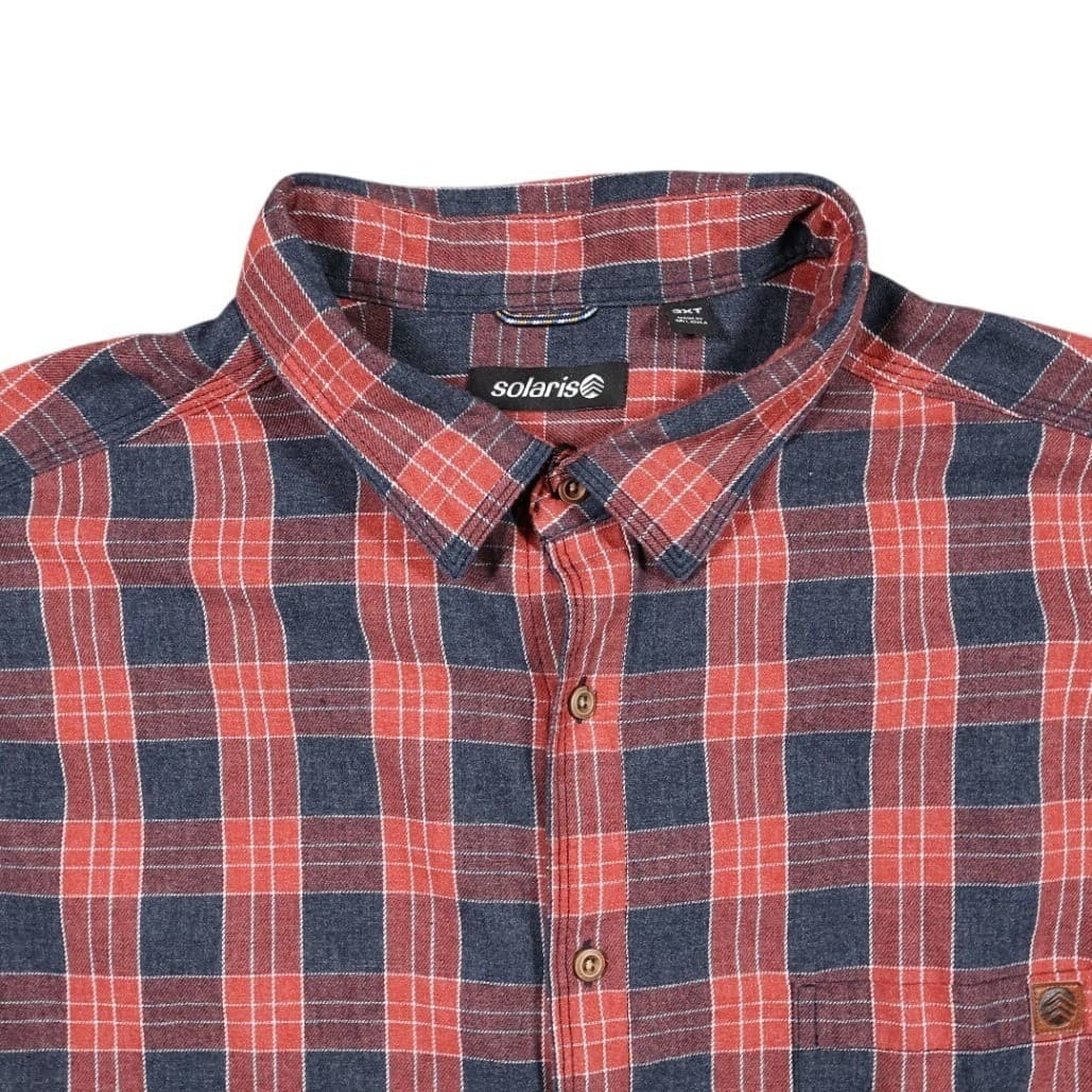 Solaris Button Up Shirt Mens 3XT Red Plaid Excellent Long Sleeve Tall - Thumbnail 3