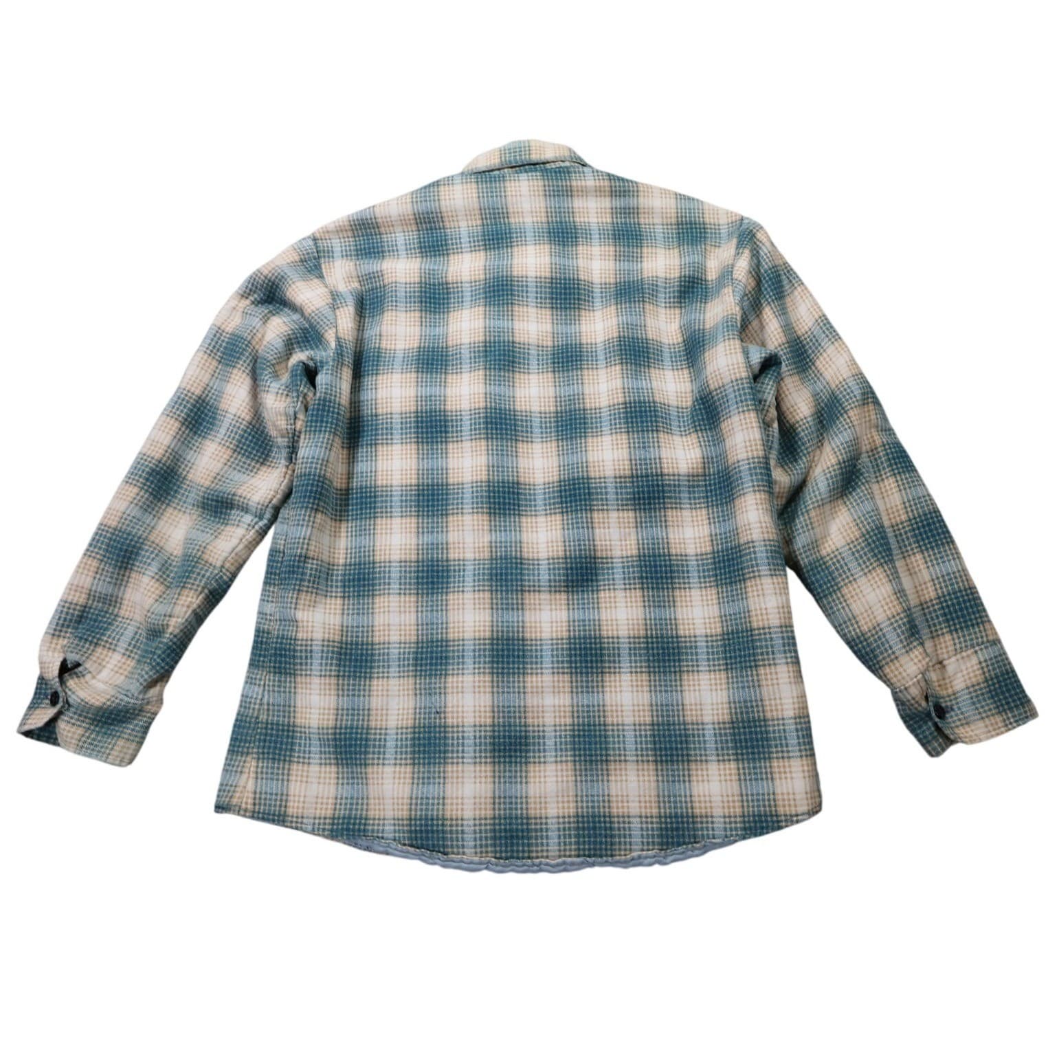 Sears Quilted Flannel Shirt Jacket Mens Medium Blue Plaid Excellent Vintage - Thumbnail 7
