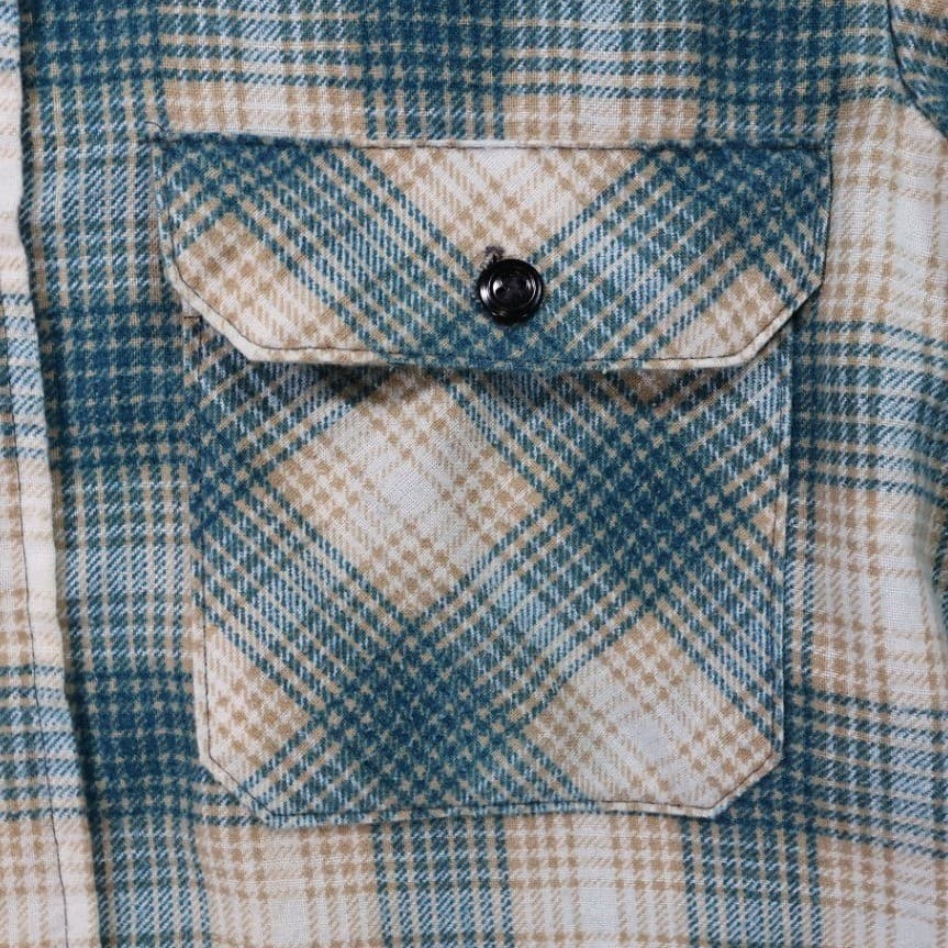 Sears Quilted Flannel Shirt Jacket Mens Medium Blue Plaid Excellent Vintage - Thumbnail 5