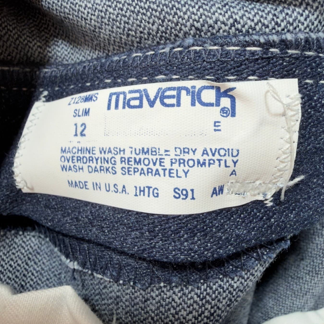 Vintage Maverick Boys Jeans 12 Slim USA NOS Deadstock Straight Leg Denim 90s - Thumbnail 8