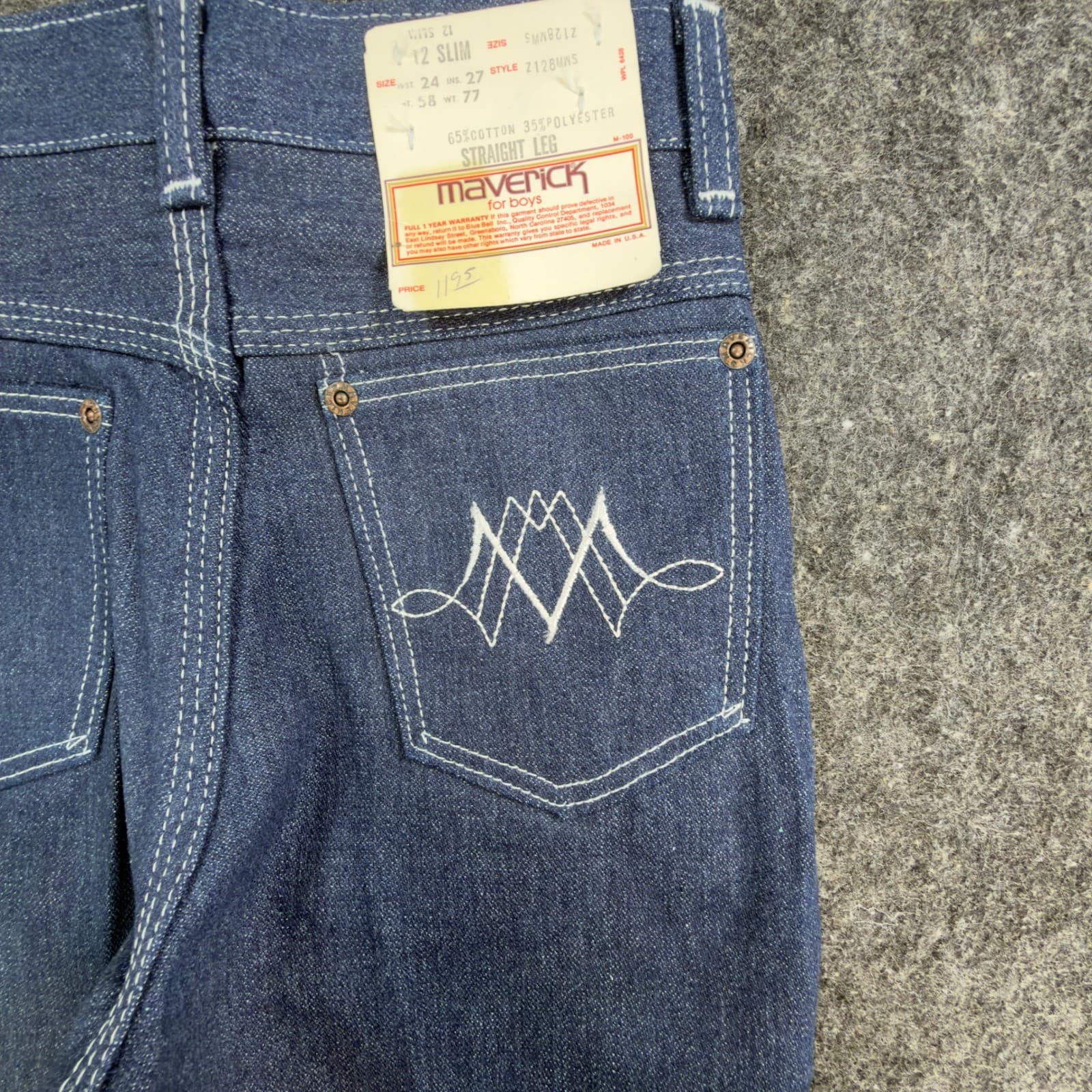 Vintage Maverick Boys Jeans 12 Slim USA NOS Deadstock Straight Leg Denim 90s - Thumbnail 13