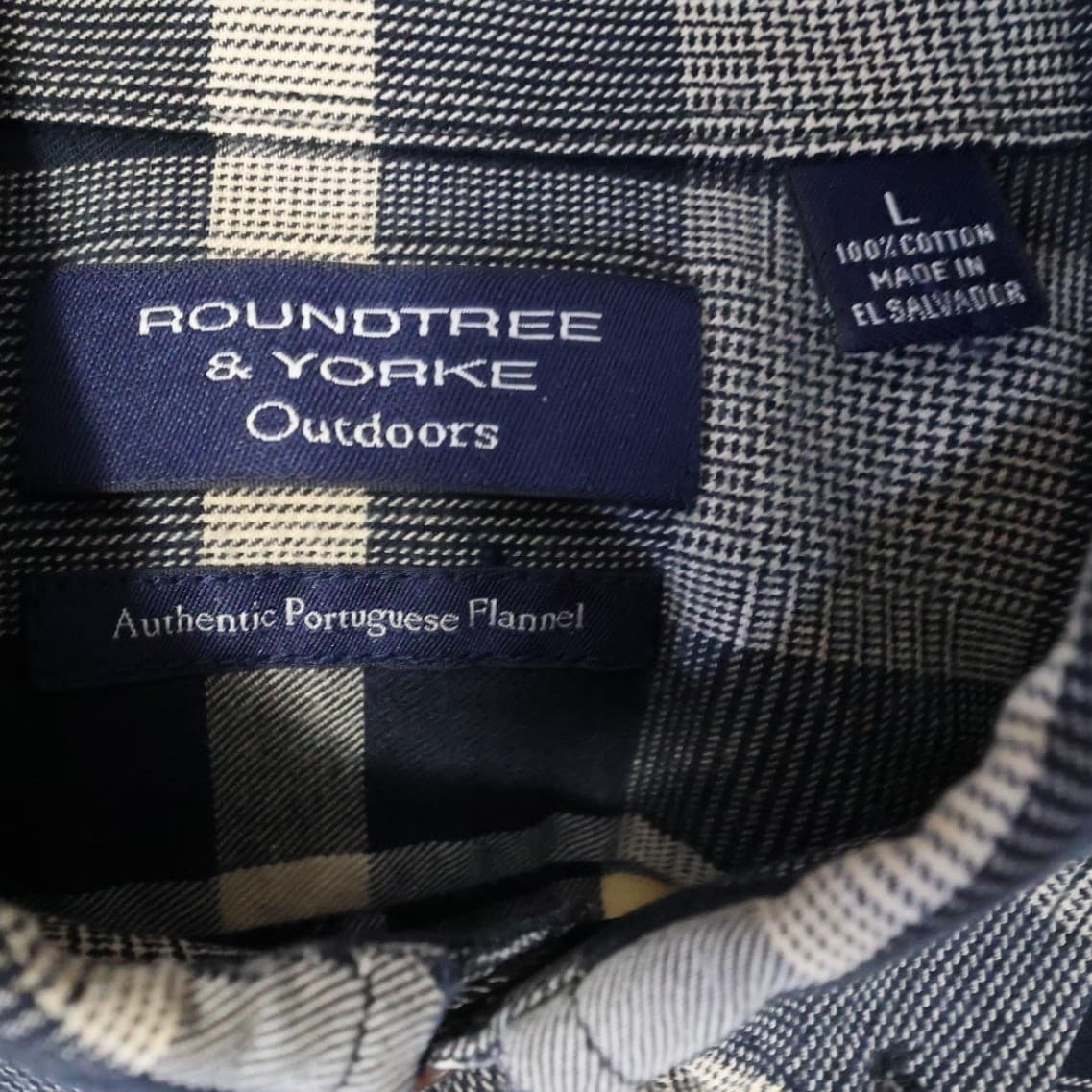 Roundtree & Yorke Outdoors Shirt Mens L Blue Excellent Portuguese Flannel Plaid - Thumbnail 7