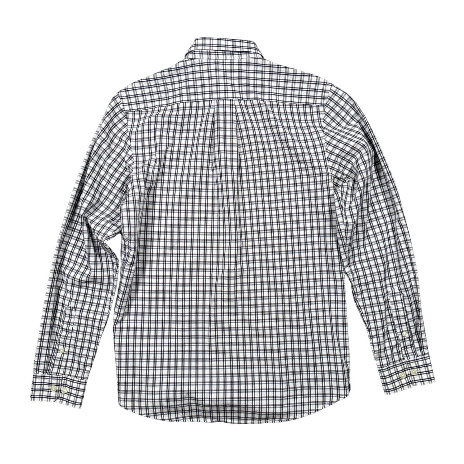 Van Heusen Originals Slim Fit Shirt Women S White Navy Plaid Long Sleeve - Thumbnail 3