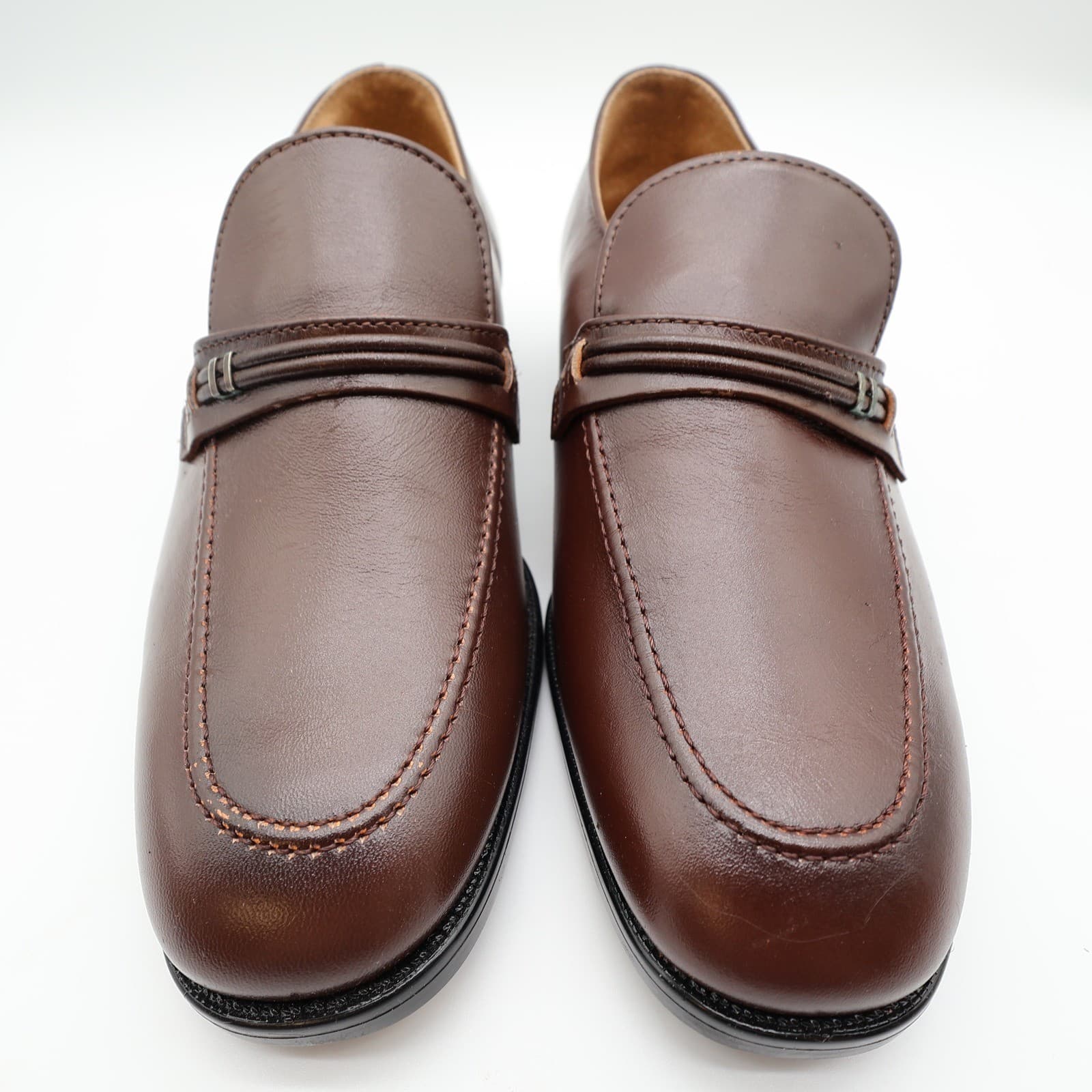 Barclay Loafers Mens 8.5 D Brown Leather Vintage 80s 90s New Old Stock USA Made - Thumbnail 3