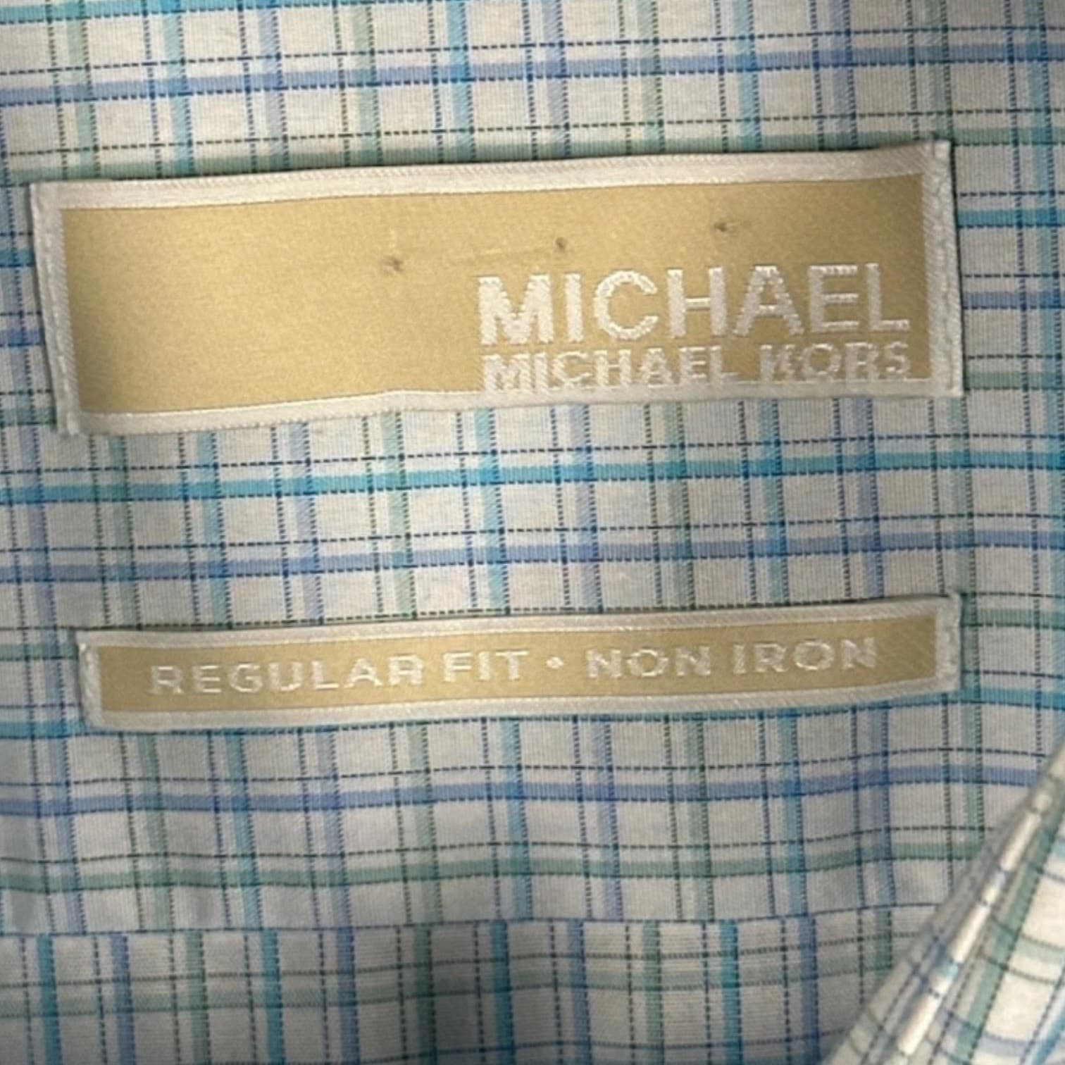 Michael Kors Mens Blue Plaid Dress Shirt Size XXL - Thumbnail 4