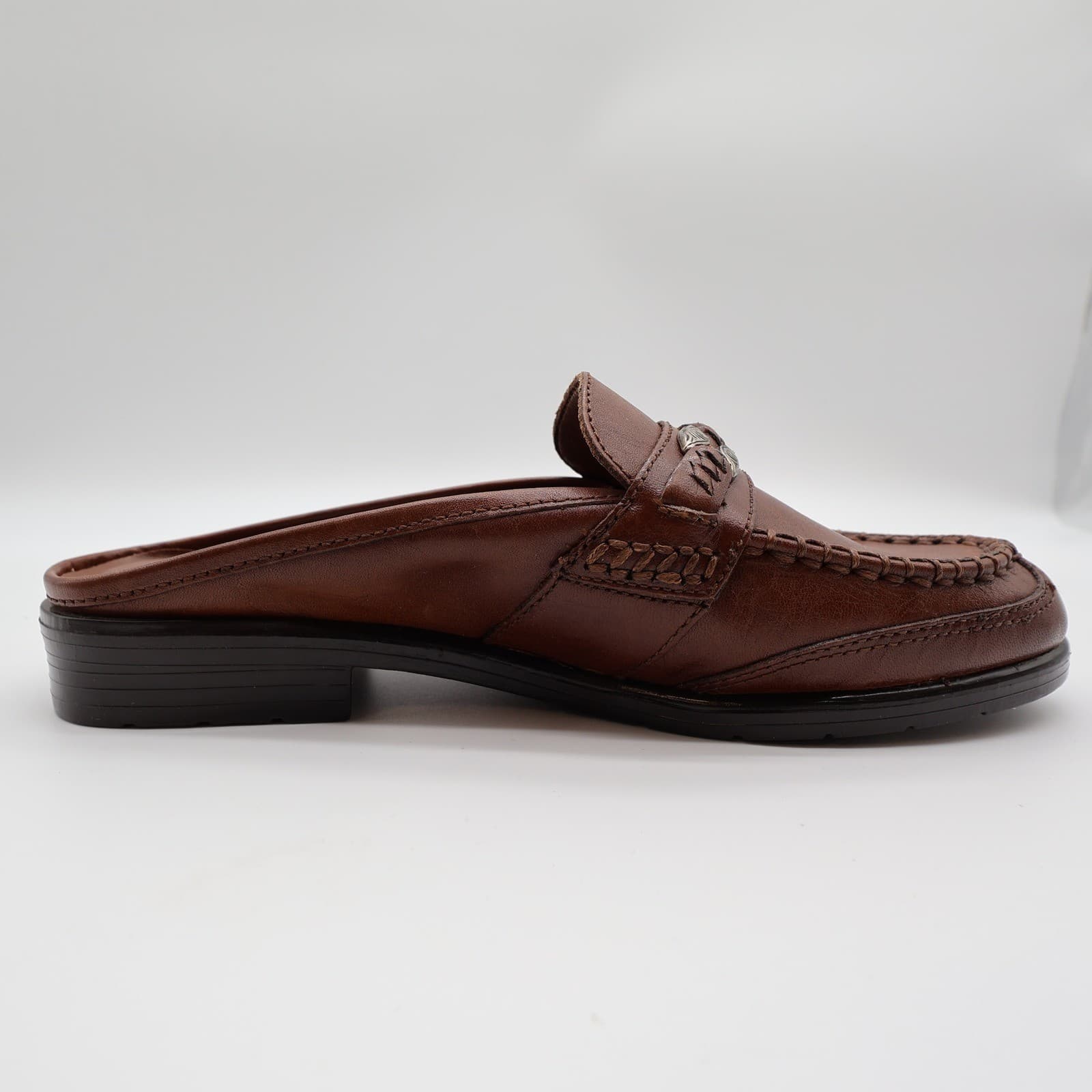 G. Wiz Faye Mules Womens 6.5 Brown Leather Vintage Western Loafers New Old Stock - Thumbnail 11
