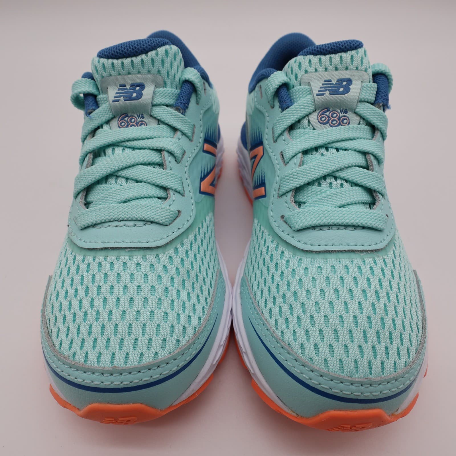 New Balance 680v6 Running Shoes Kids Size 11 Teal Orange Synthetic Mesh Athletic - Thumbnail 3