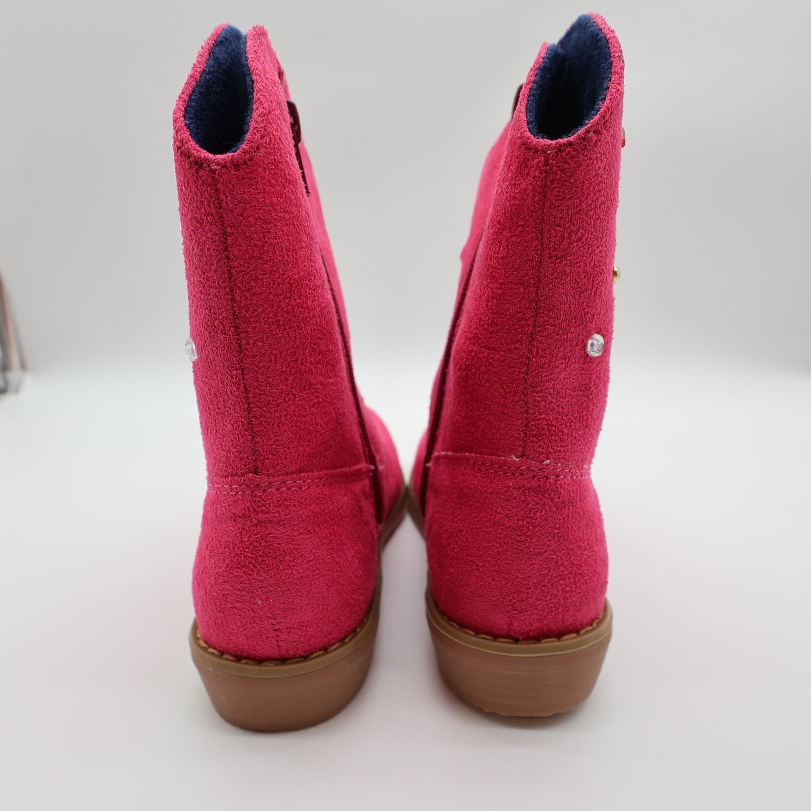 L'Amour Western Boots Girls Size 2 Fuchsia Textile Studded V8400 Cowgirl Pink - Thumbnail 4