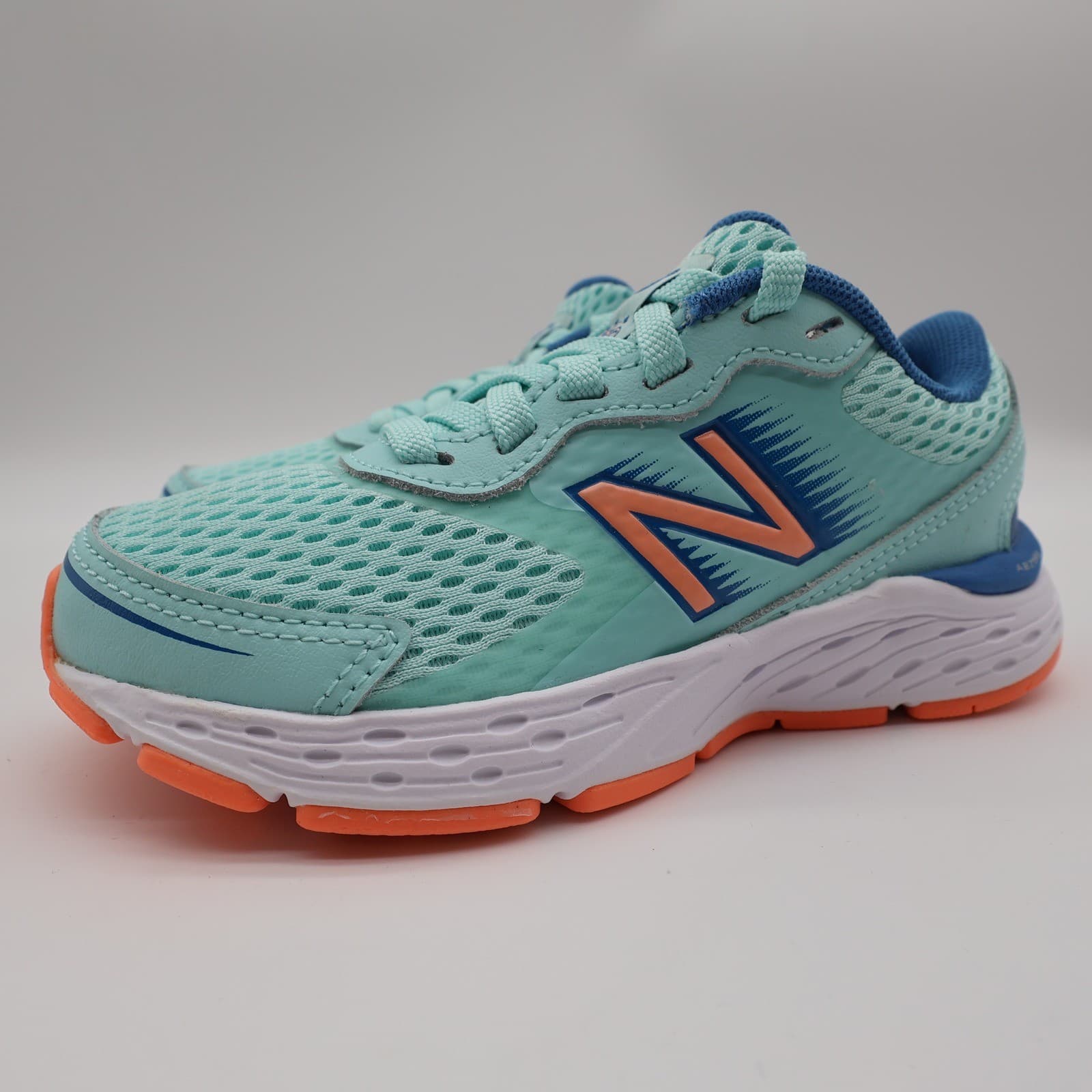 New Balance 680v6 Running Shoes Kids Size 11 Teal Orange Synthetic Mesh Athletic - Thumbnail 2