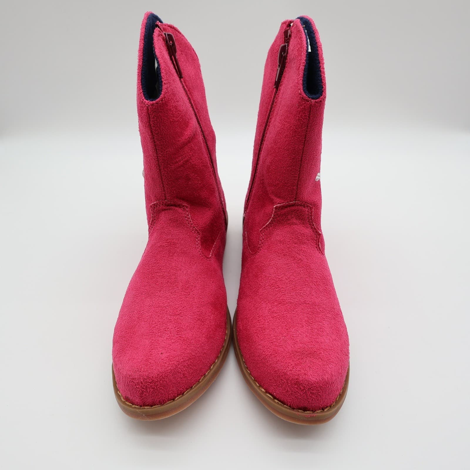 L'Amour Western Boots Girls Size 2 Fuchsia Textile Studded V8400 Cowgirl Pink - Thumbnail 3