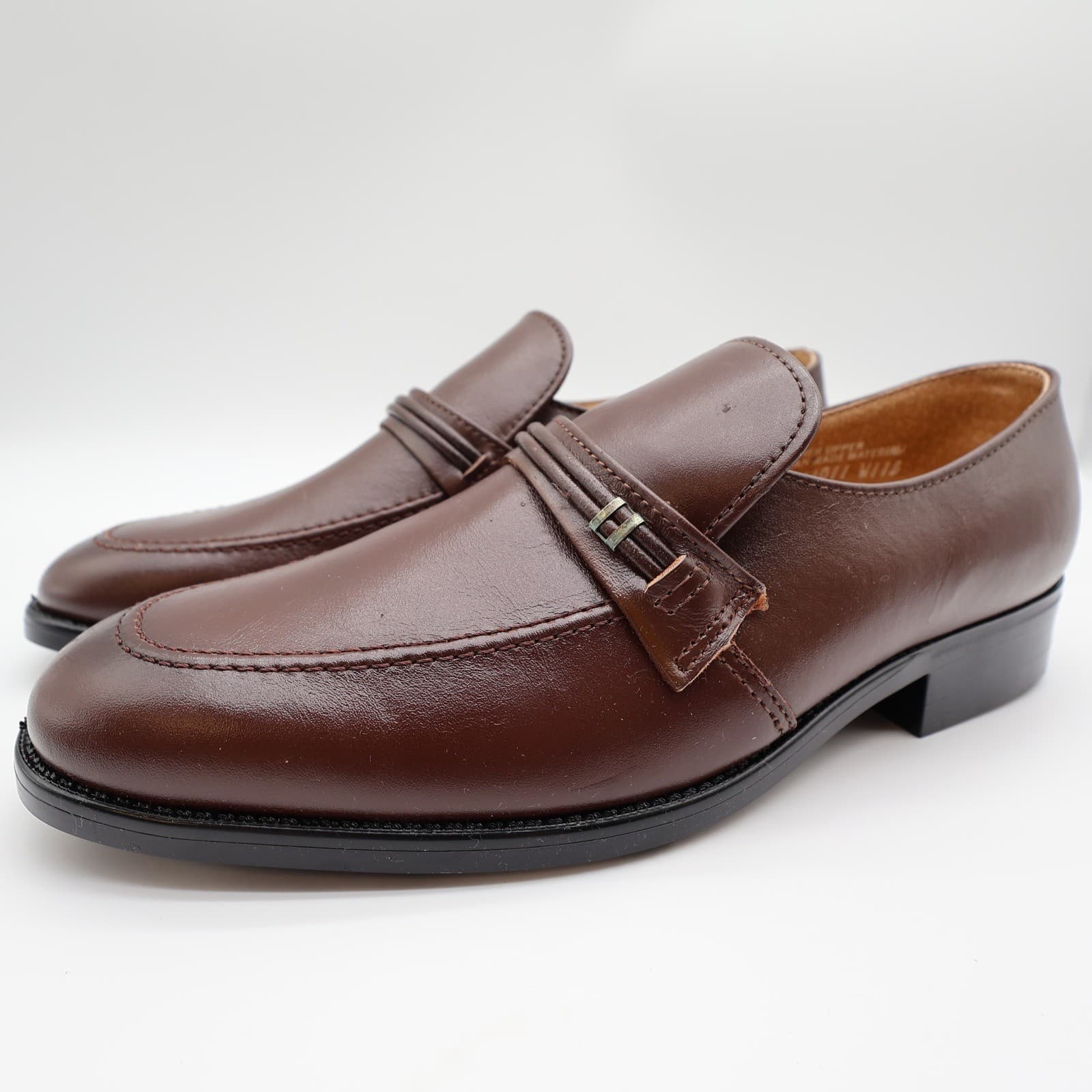 Barclay Loafers Mens 8.5 D Brown Leather Vintage 80s 90s New Old Stock USA Made - Thumbnail 2